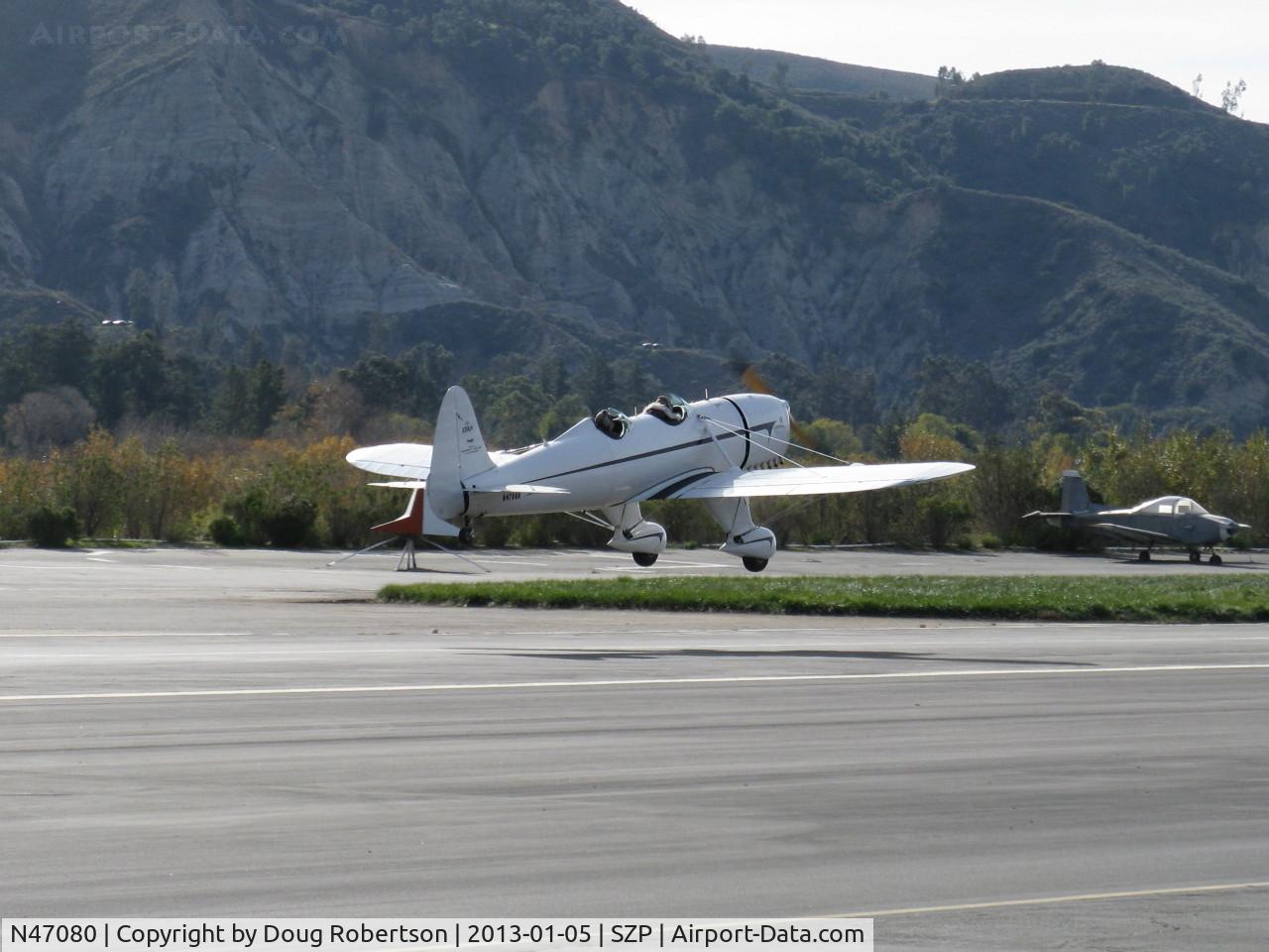 N47080, 1942 Ryan Aeronautical ST3KR C/N 1391, 1942 Ryan Aeronautical ST-3KR 'Eileen', Fairchild 6-410 inverted in-line 165 Hp, Experimental class, takeoff climb Rwy 22