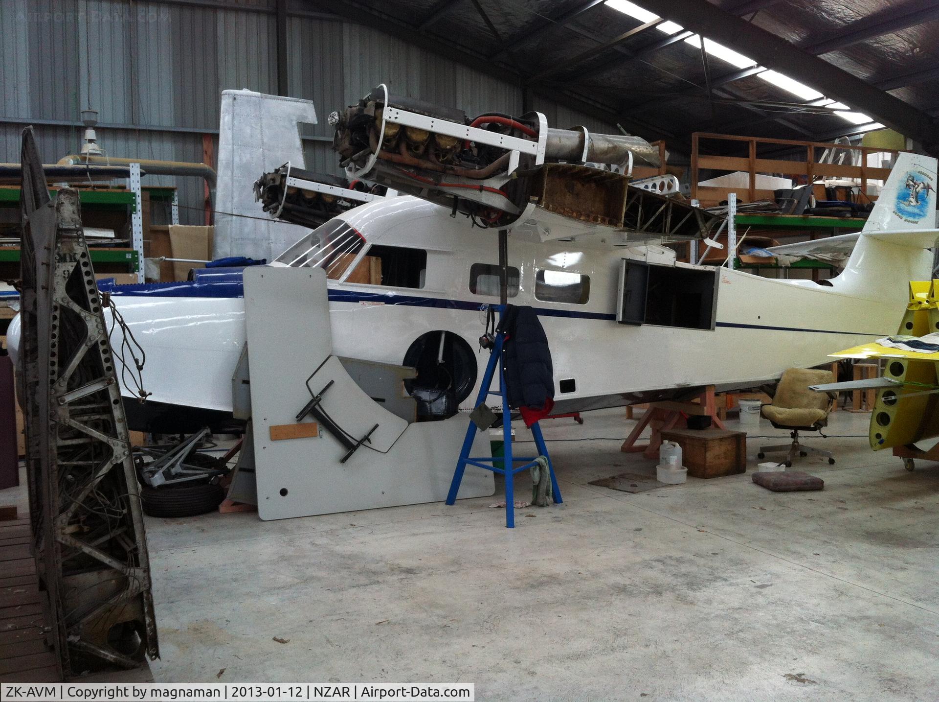 ZK-AVM, Grumman G-44A Widgeon C/N 1466, Still awaiting works to get this airborne. In hangar at Ardmore.