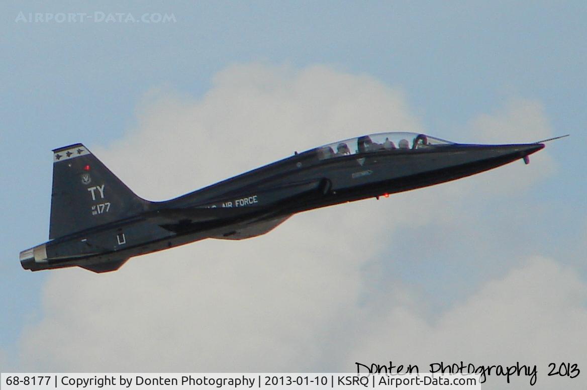 68-8177, 1968 Northrop T-38A Talon C/N T.6182, A T-38 Talon (68-8177) from the 325th Training Support Squadron at Tyndall Air Force Base performs a touch and go at Sarasota-Bradenton International Airport