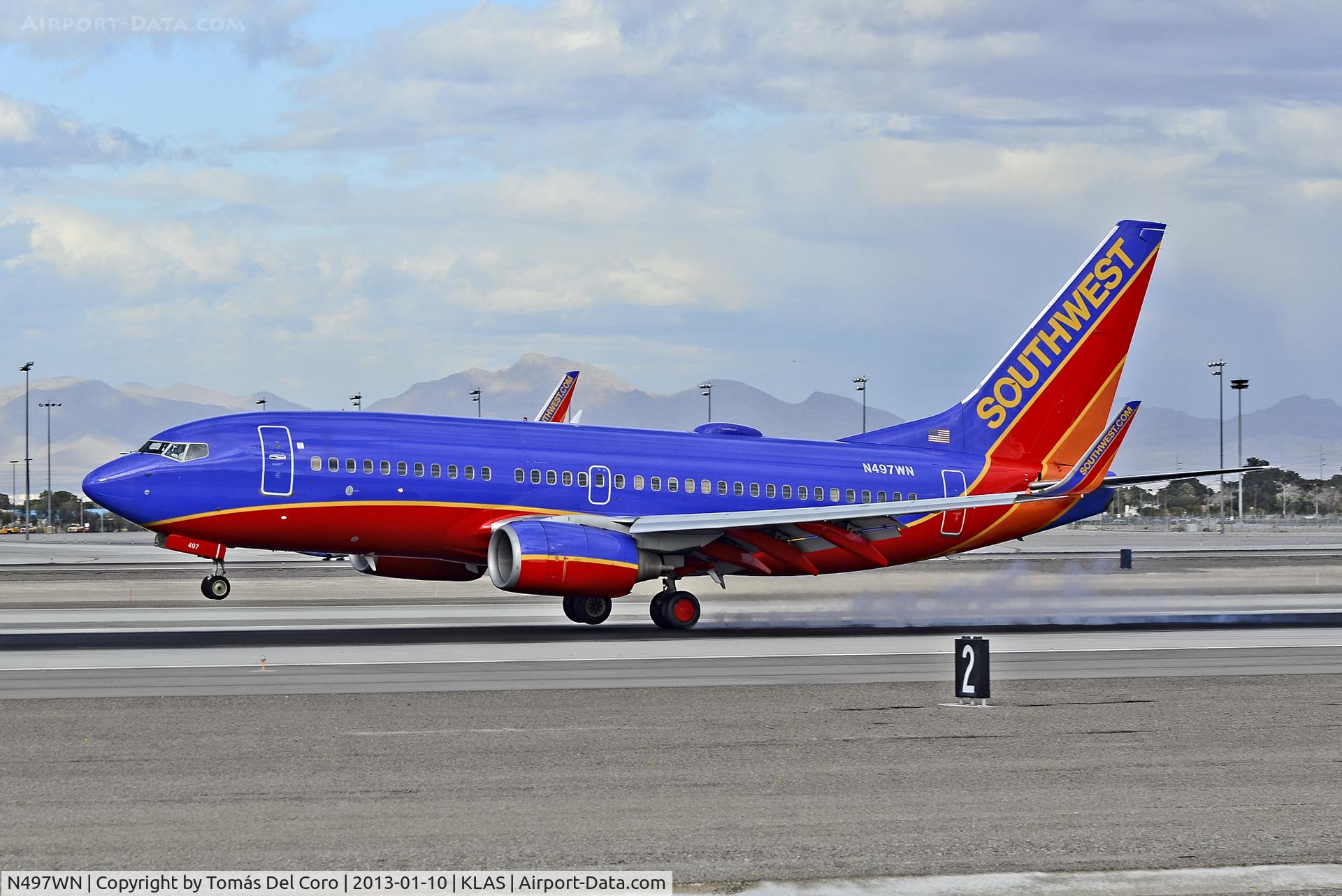 N497WN, 2004 Boeing 737-7H4 C/N 32479, N497WN Southwest Airlines 2004 Boeing 737-7H4 C/N 32479

- Las Vegas - McCarran International (LAS / KLAS)
USA - Nevada, January 10, 2013
Photo: Tomás Del Coro