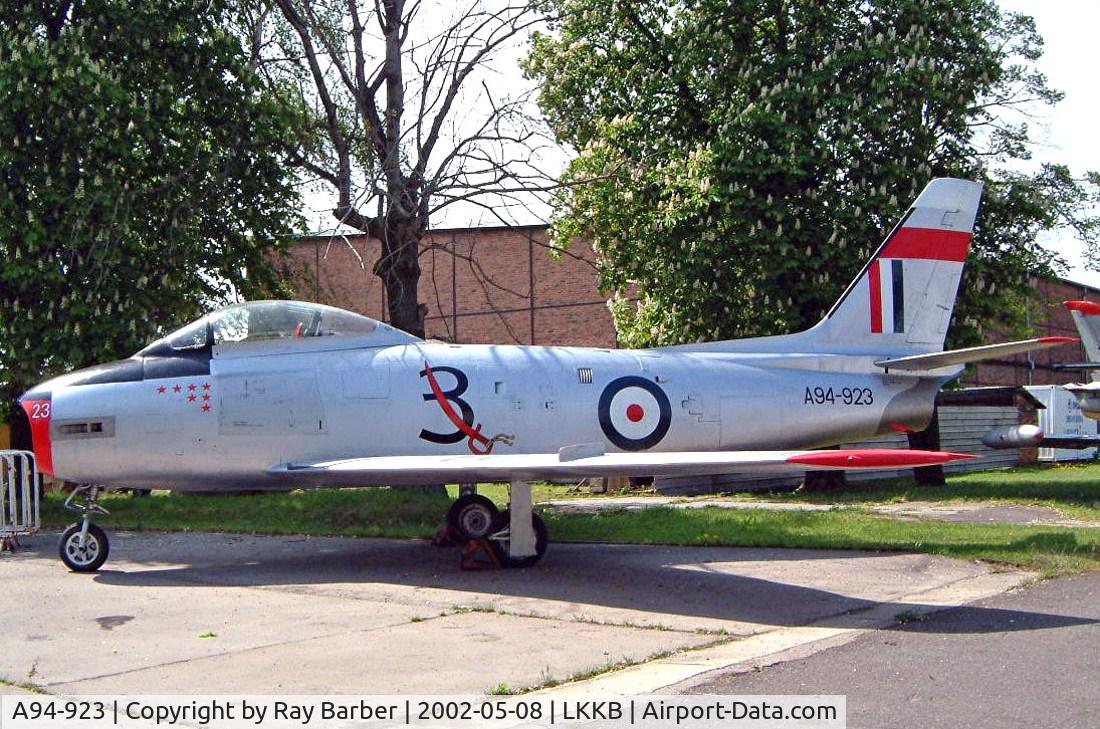 A94-923, 1955 Commonwealth CA-27 Sabre Mk.31 C/N CA27-23, Commonwealth CA-27 Sabre Mk.31 [CA27-23] Prague-Kbely~OK 08/05/2002
