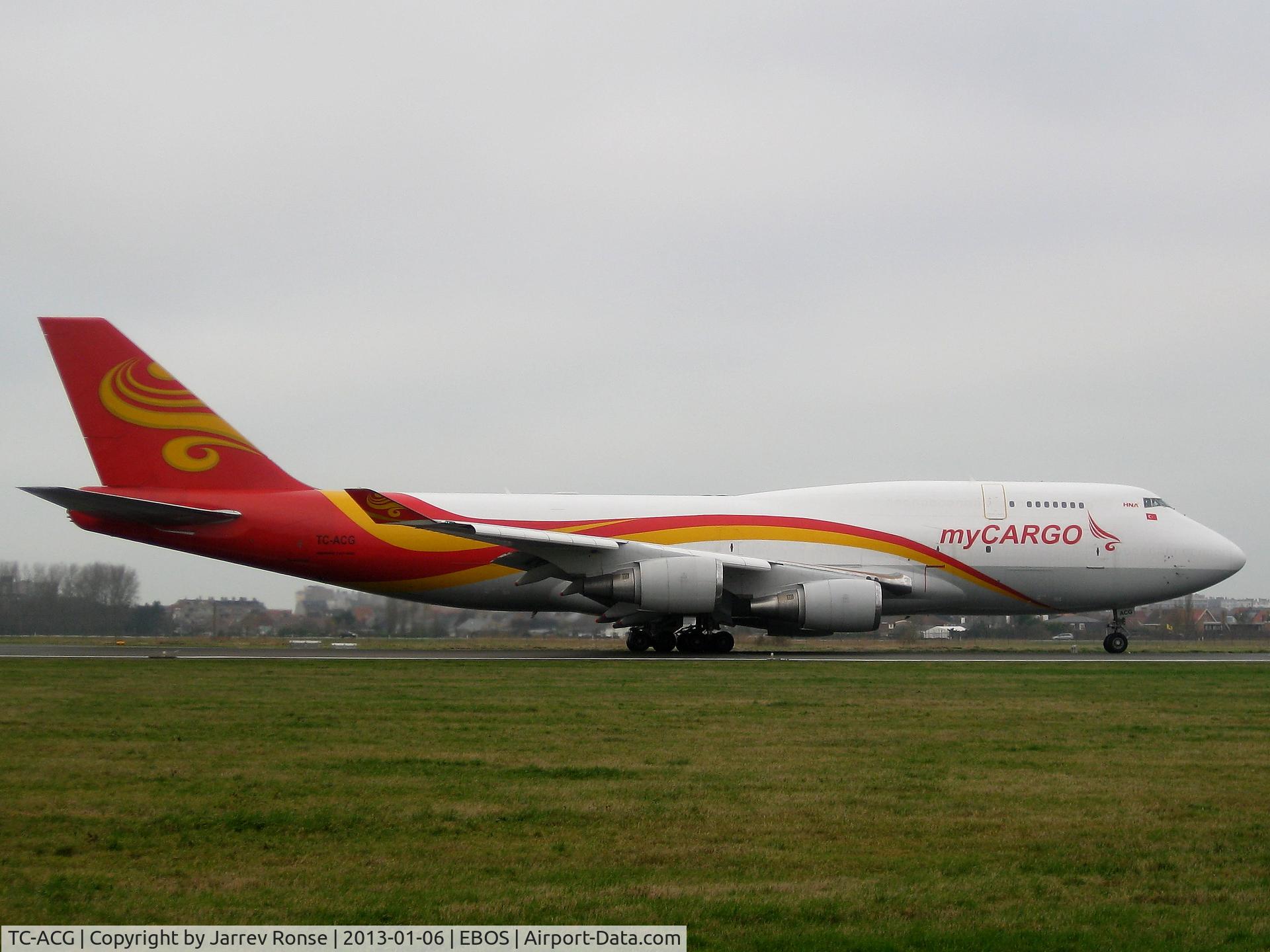 TC-ACG, 1992 Boeing 747-481(BDSF) C/N 25641, MyCargo for the first time @Ostend