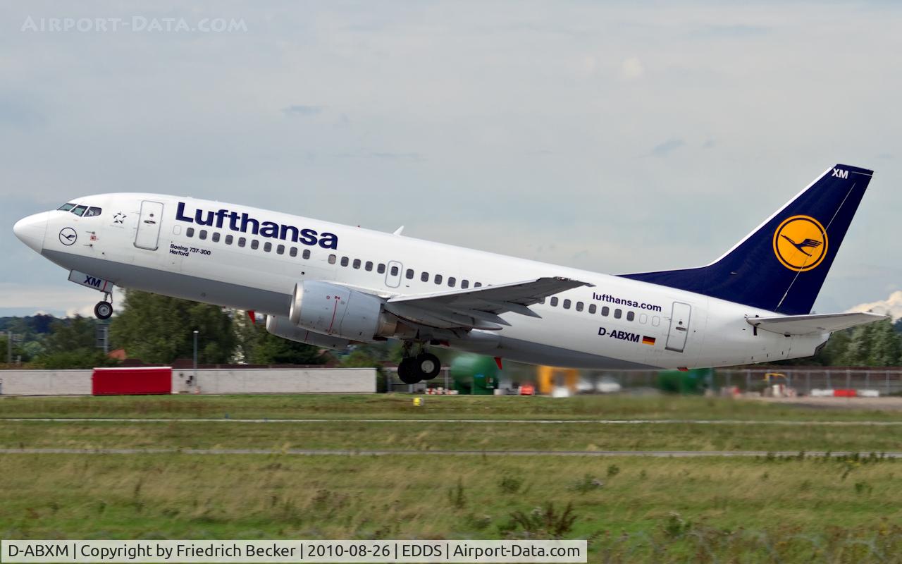 D-ABXM, 1987 Boeing 737-330 C/N 23871, departure from Stuttgart