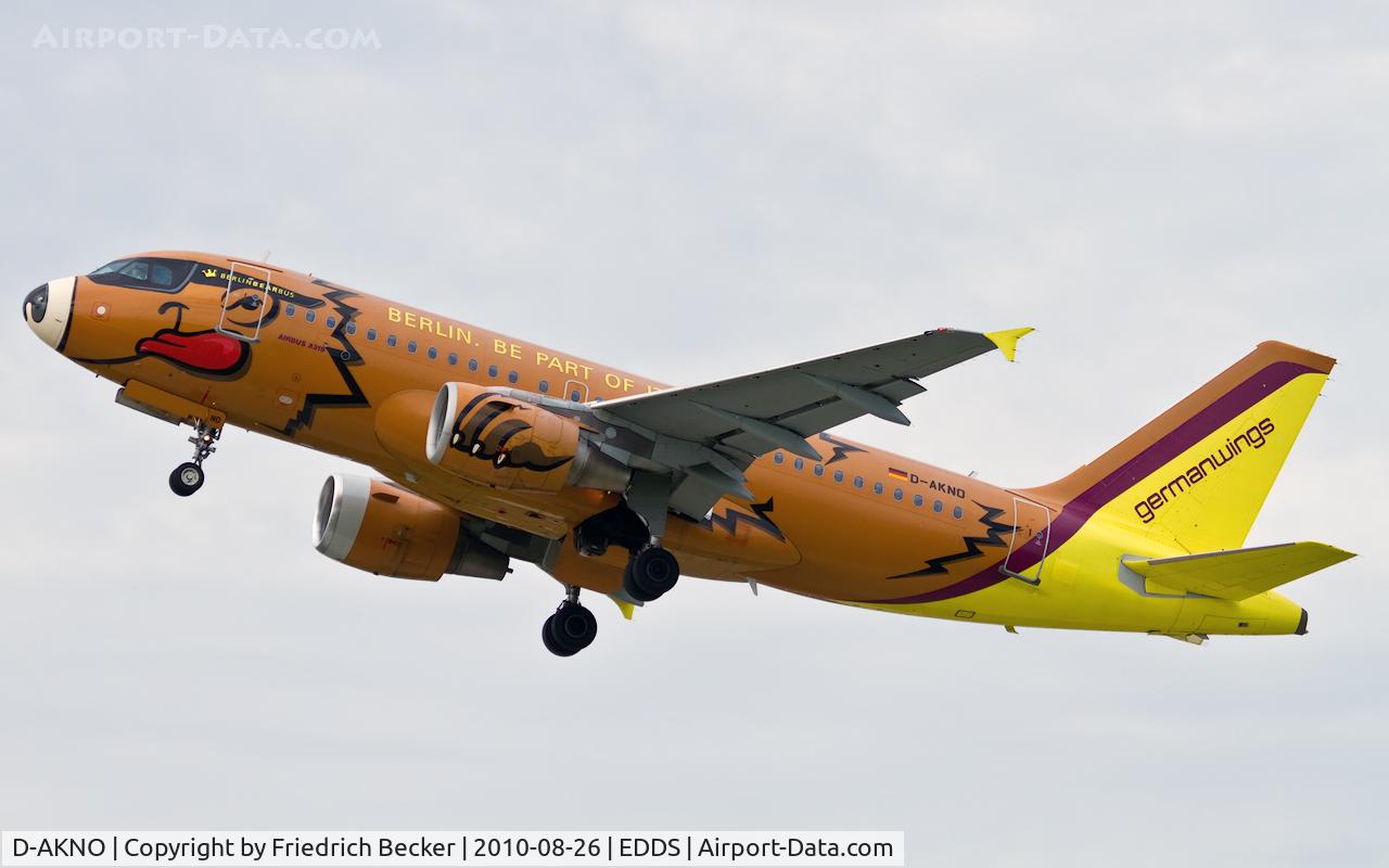 D-AKNO, 1999 Airbus A319-112 C/N 1147, departure from Stuttgart