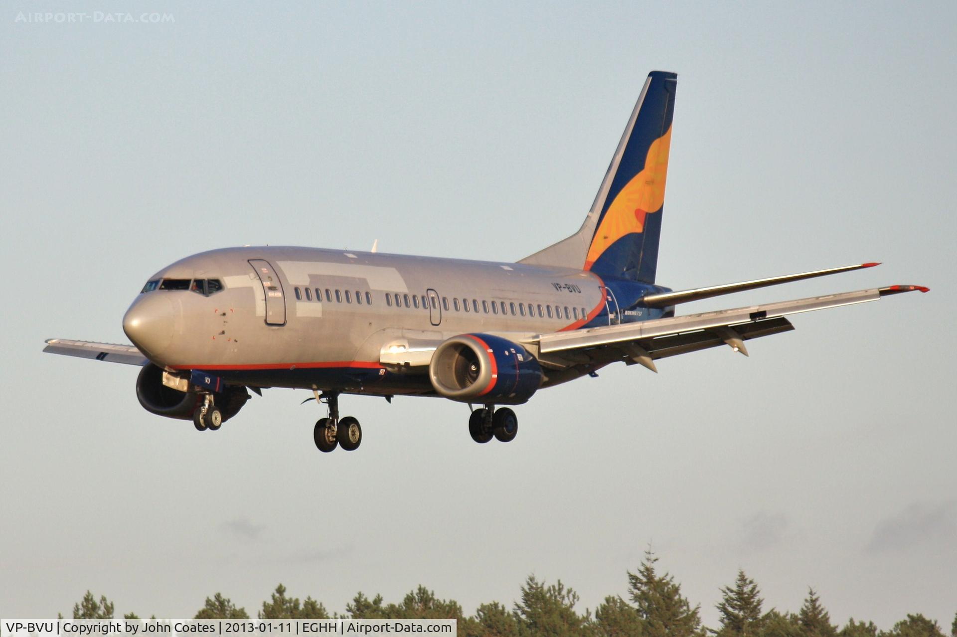VP-BVU, 1991 Boeing 737-5Q8 C/N 25166, Ex DonAvia on finals during air test from Lasham
