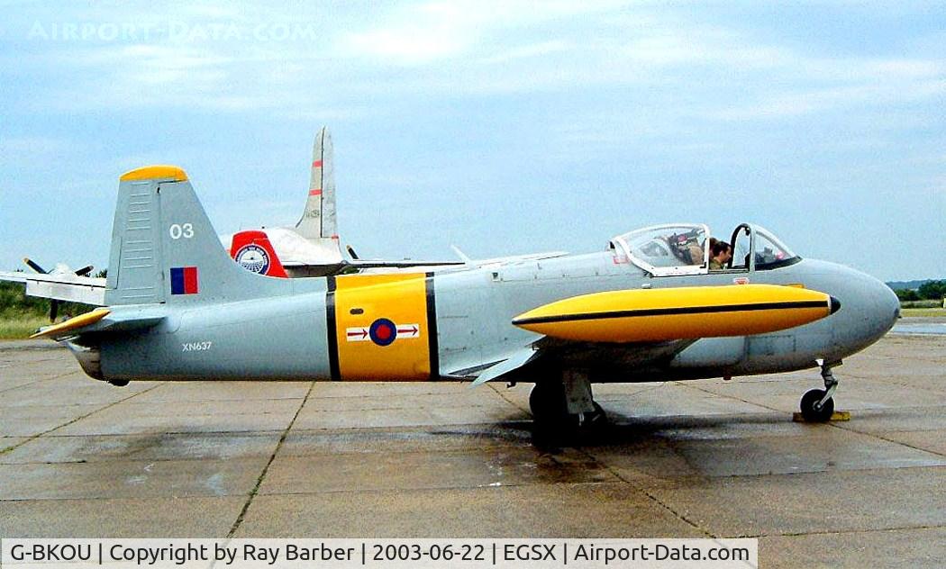 G-BKOU, 1961 Hunting P-84 Jet Provost T.3 C/N PAC/W/13901, BAC Jet Provost T.3 [PAC/W/13901] North Weald~G 22/06/2003
