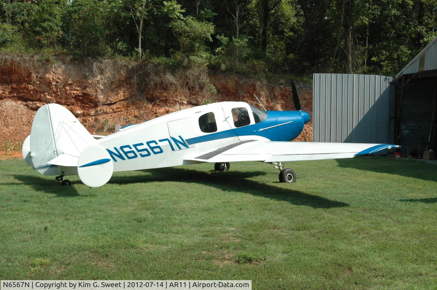 N6567N, 1950 Bellanca 14-19 Cruisair Senior C/N 2020, outside hanger Ozark Aerodrom 1700ft strip land easy great short feild plane  lands @ 60 cruise 155-160 mph