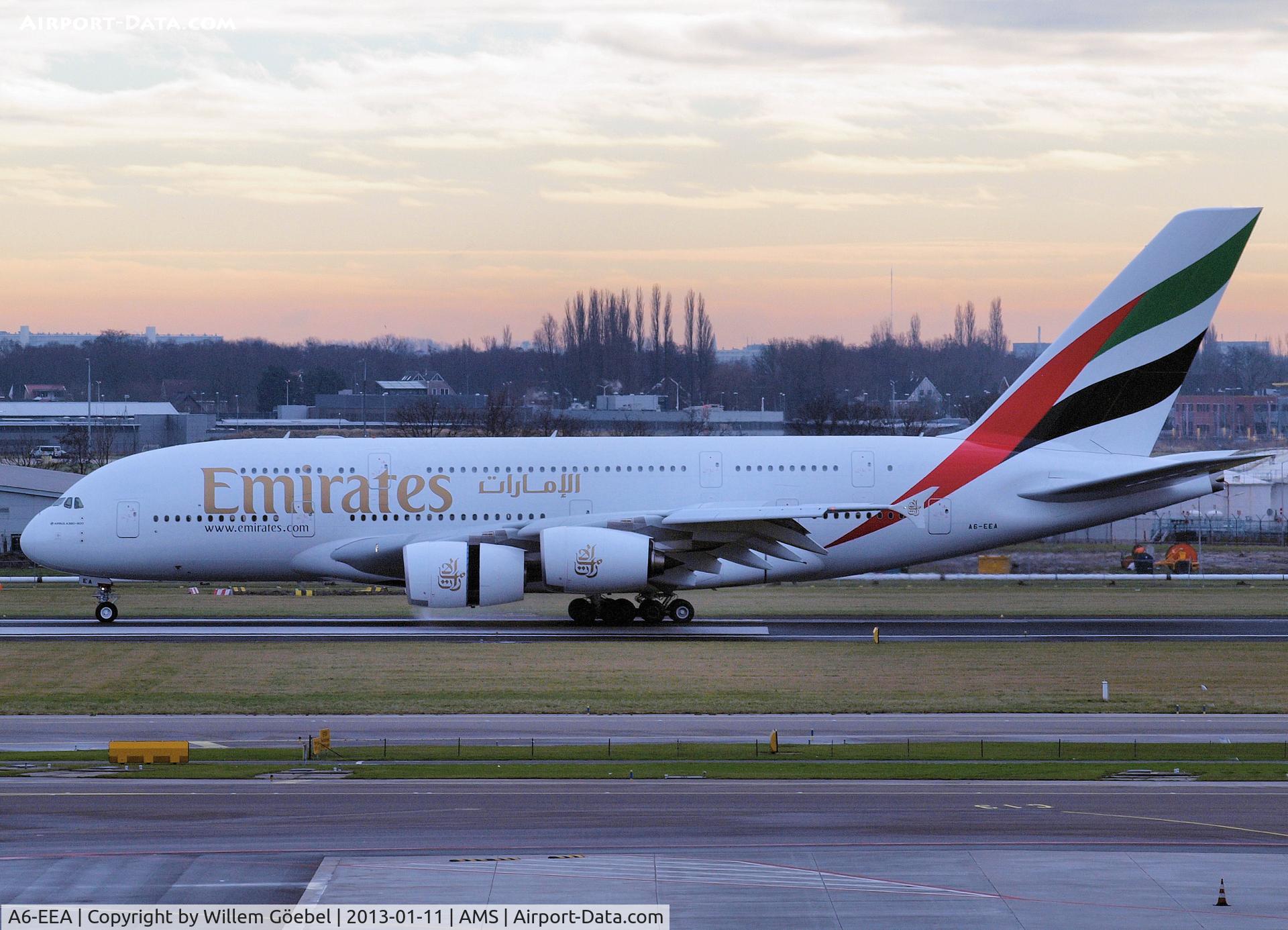 A6-EEA, 2012 Airbus A380-861 C/N 108, Taxi to the gate of Schiphol Airport