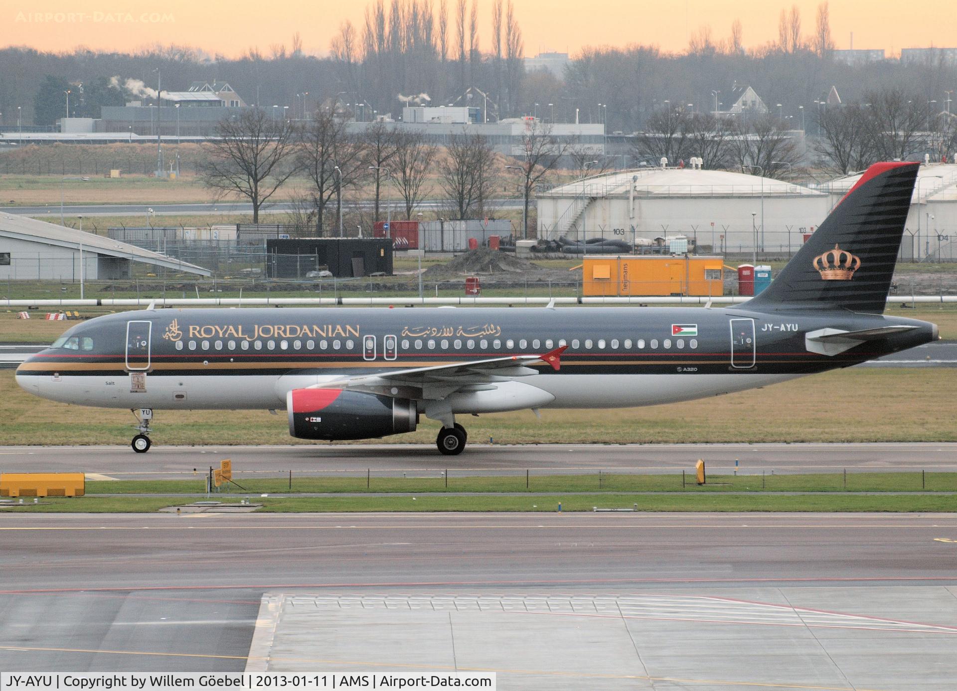 JY-AYU, 2012 Airbus A320-232 C/N 5128, Taxi to the gate of Schiphol Airport