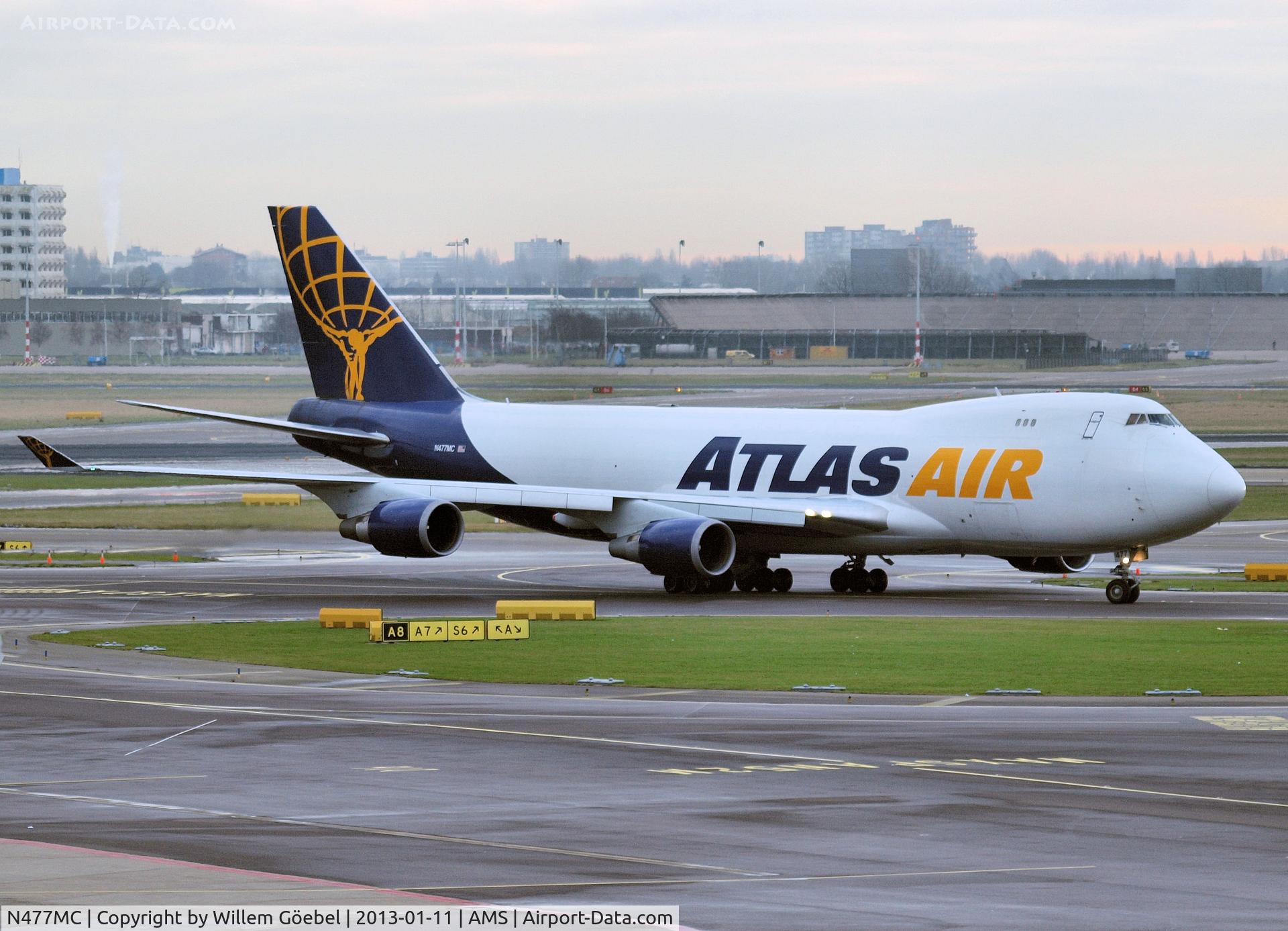 N477MC, 1998 Boeing 747-47UF C/N 29255, Taxi to the Cargo gate of Schiphol Airport