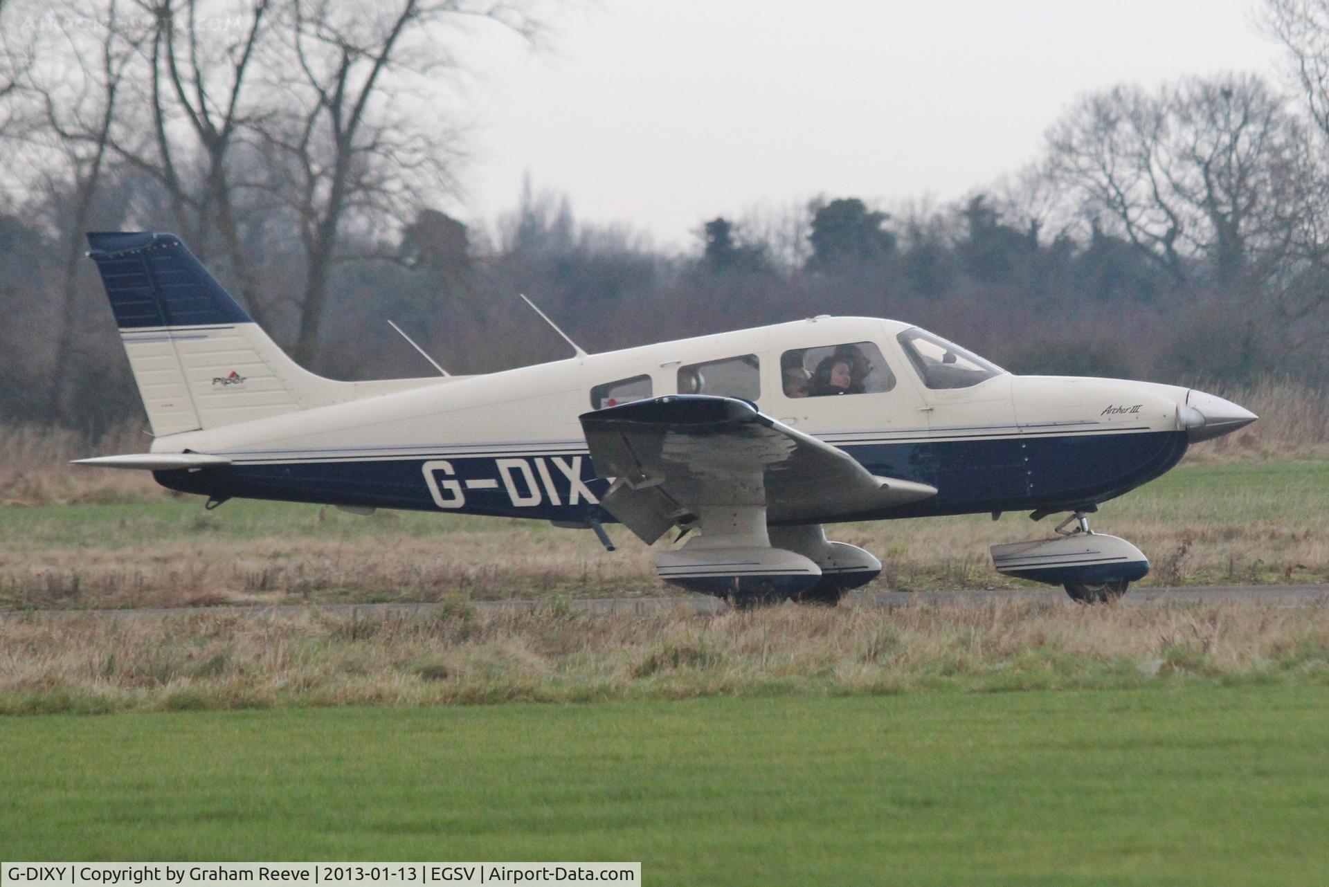G-DIXY, 1998 Piper PA-28-181 Cherokee Archer III C/N 28-43195, Just landing.