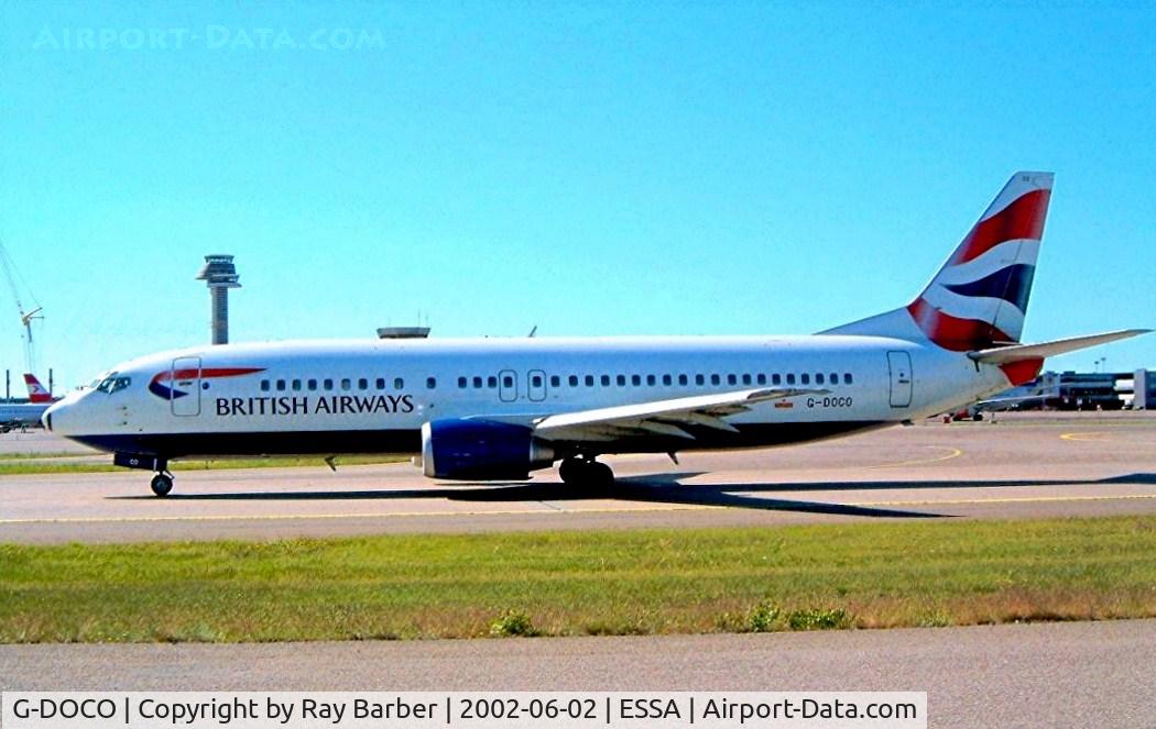 G-DOCO, 1992 Boeing 737-436 C/N 25849, Boeing 737-436 [25849] (British Airways) Stockholm-Arlanda~SE 02/06/2002