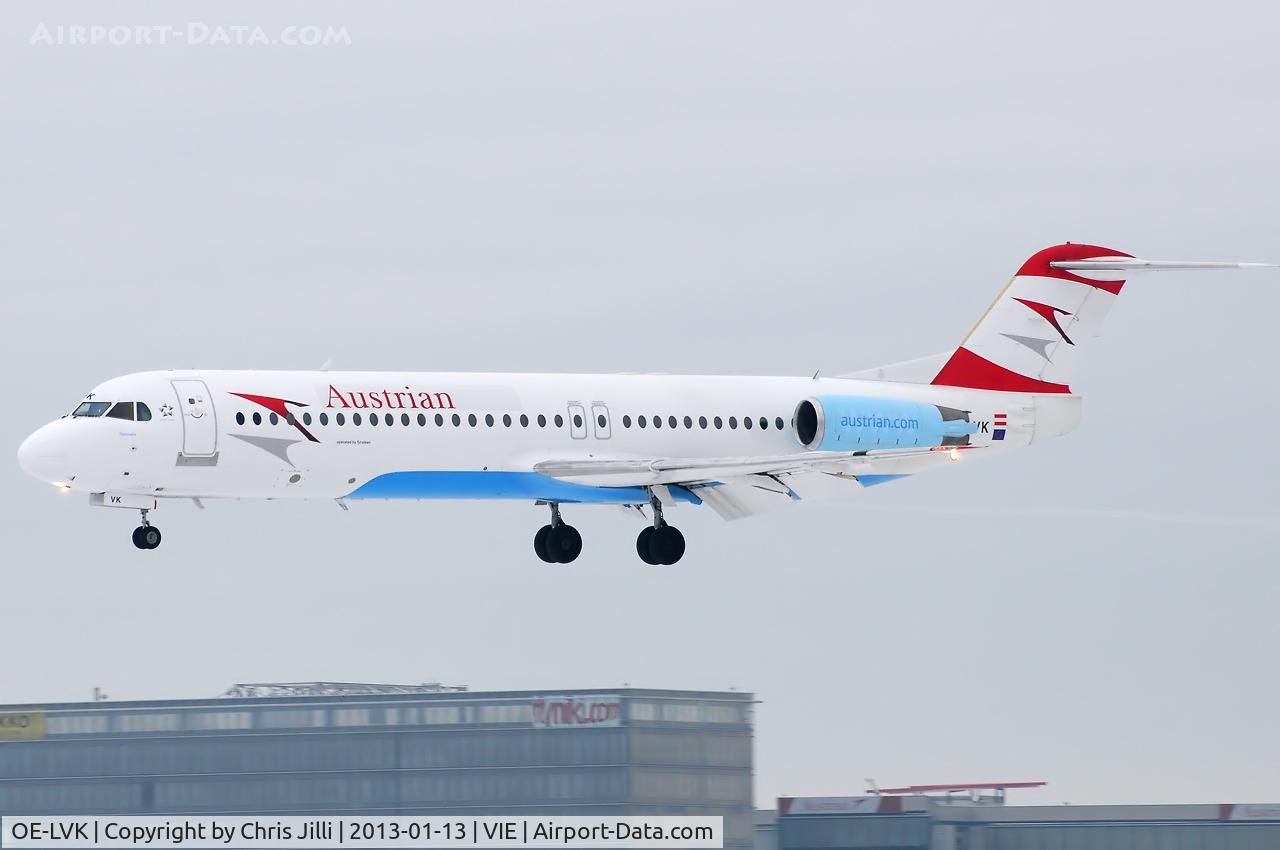 OE-LVK, 1992 Fokker 100 (F-28-0100) C/N 11397, Austrian Airlines