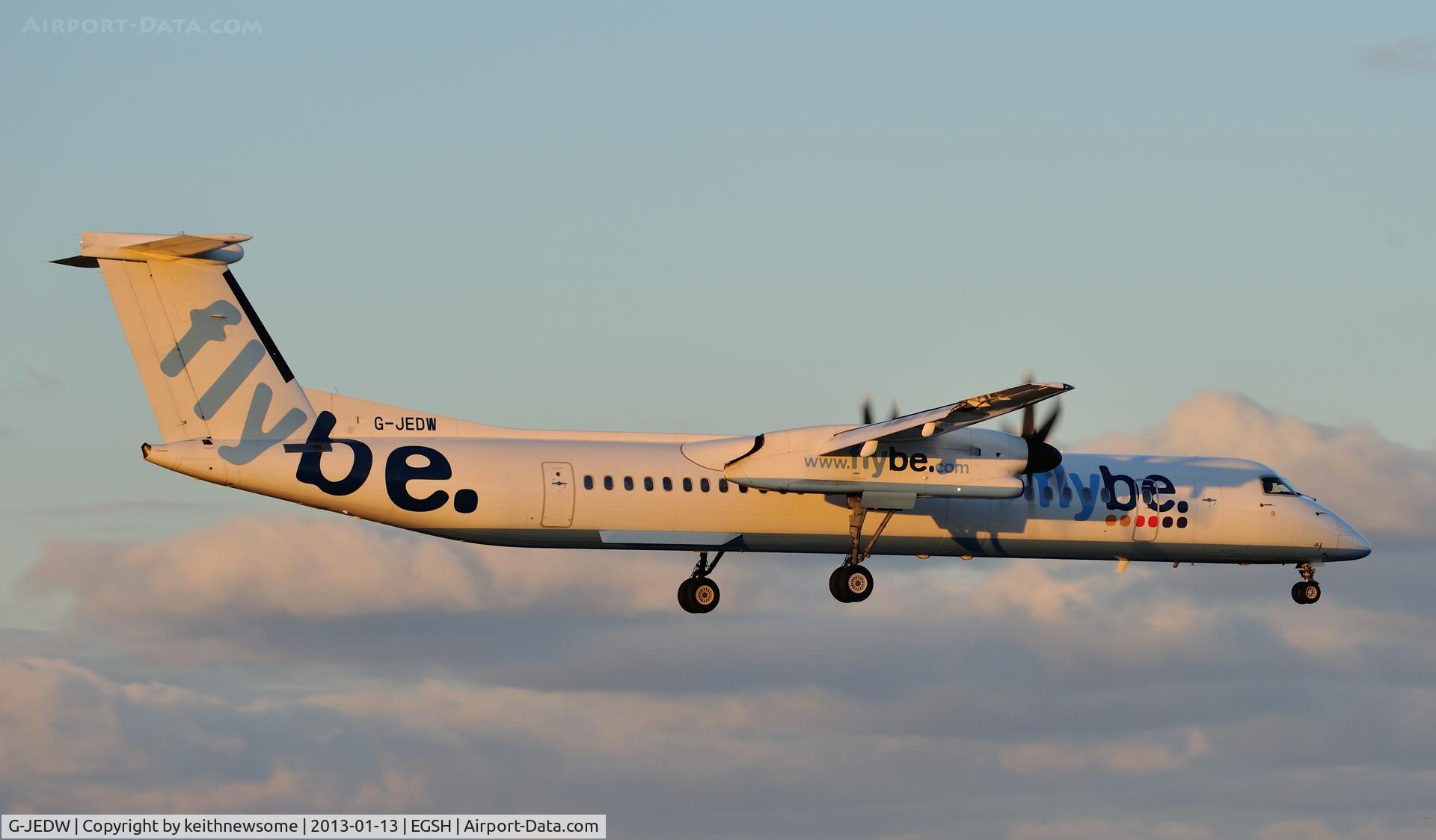 G-JEDW, 2004 De Havilland Canada DHC-8-402Q Dash 8 C/N 4093, Landing from the setting sun !