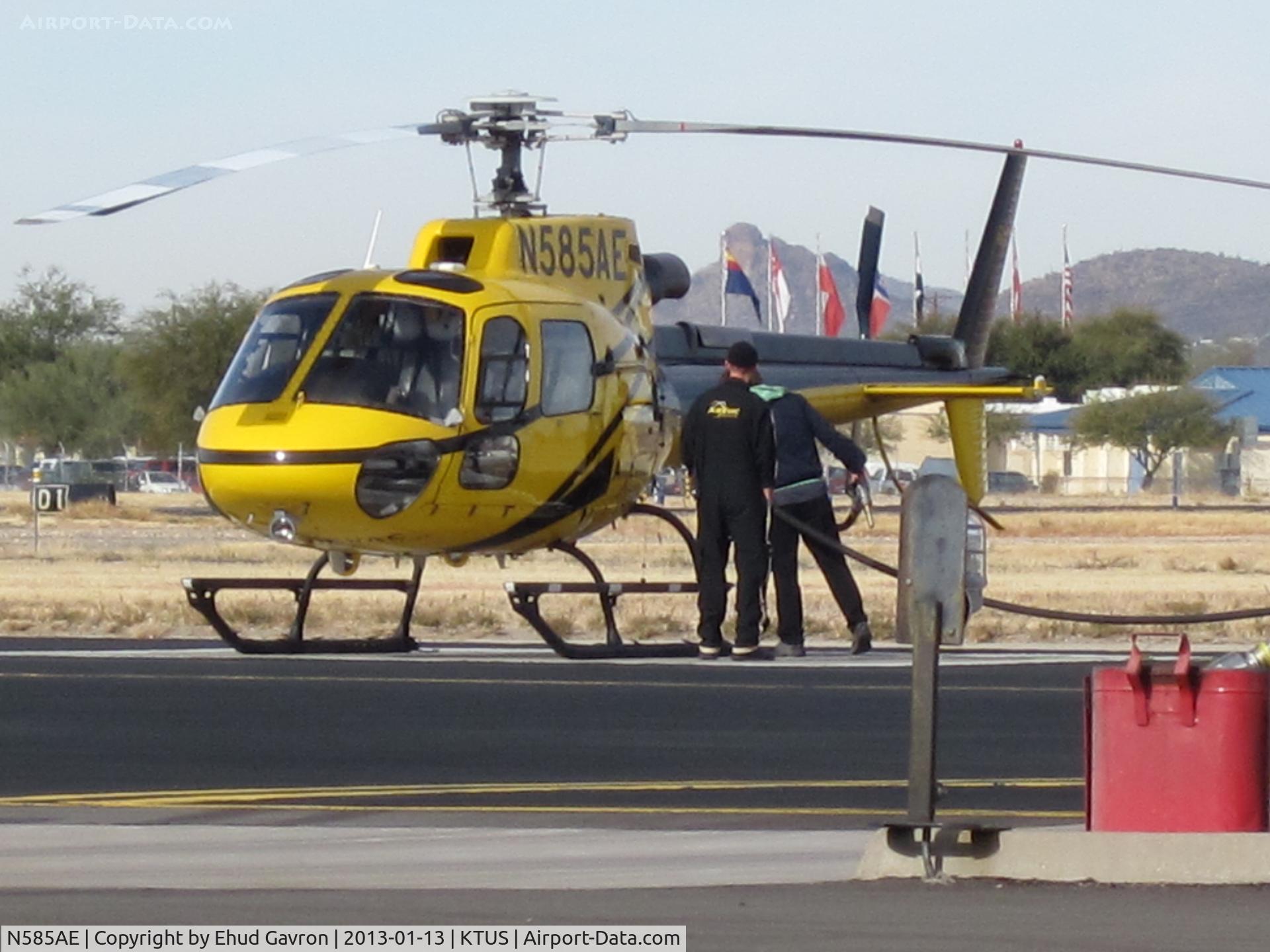 N585AE, 2003 Eurocopter AS-350B-3 Ecureuil Ecureuil C/N 3736, N585AE at Tucson Police Department's Air Support Unit, located on the northeast side of the airfield.  Taken at KTUS at 2011-01-13 1728z with a Canon Powershot D10.