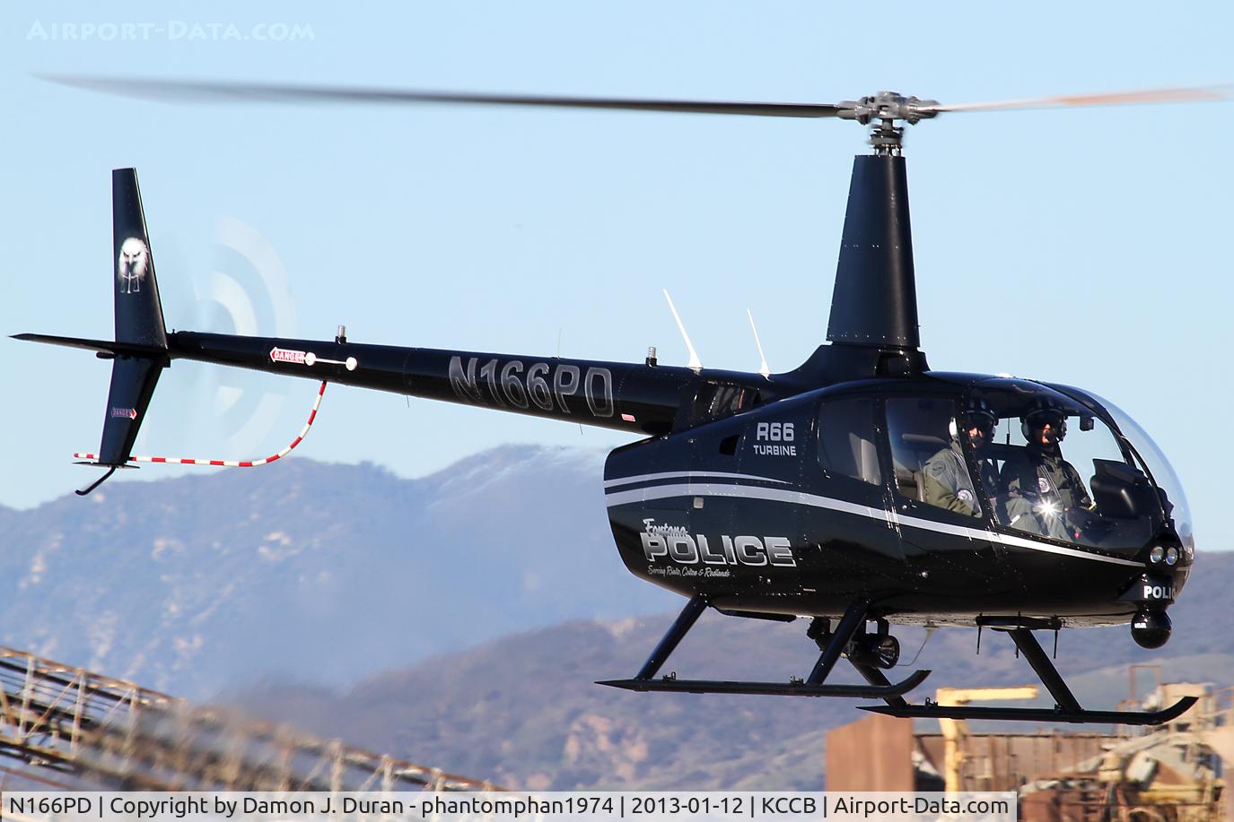 N166PD, 2012 Robinson R66 C/N 0101, Fontana PD R-66 showing up at the Cable Airshow on Saturday 1/12/13