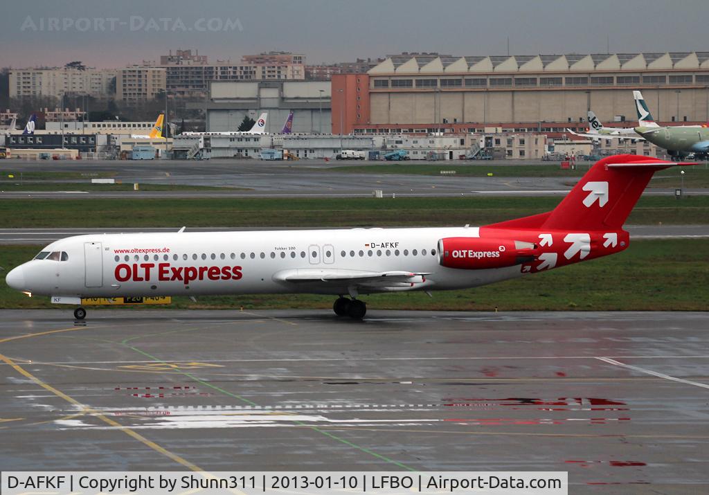 D-AFKF, 1994 Fokker 100 (F-28-0100) C/N 11470, Taxiing holding point rwy 32R for departure...