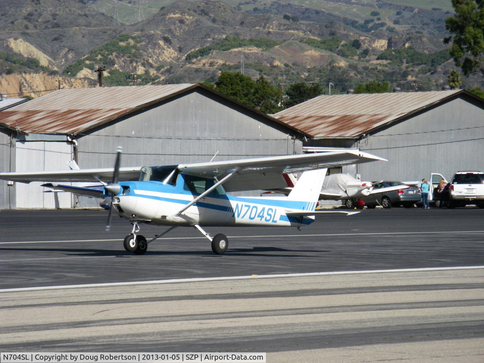 N704SL, 1976 Cessna 150M C/N 15078837, 1976 Cessna 150M, Continental O-200 100 Hp, landing roll Rwy 22 with full flaps