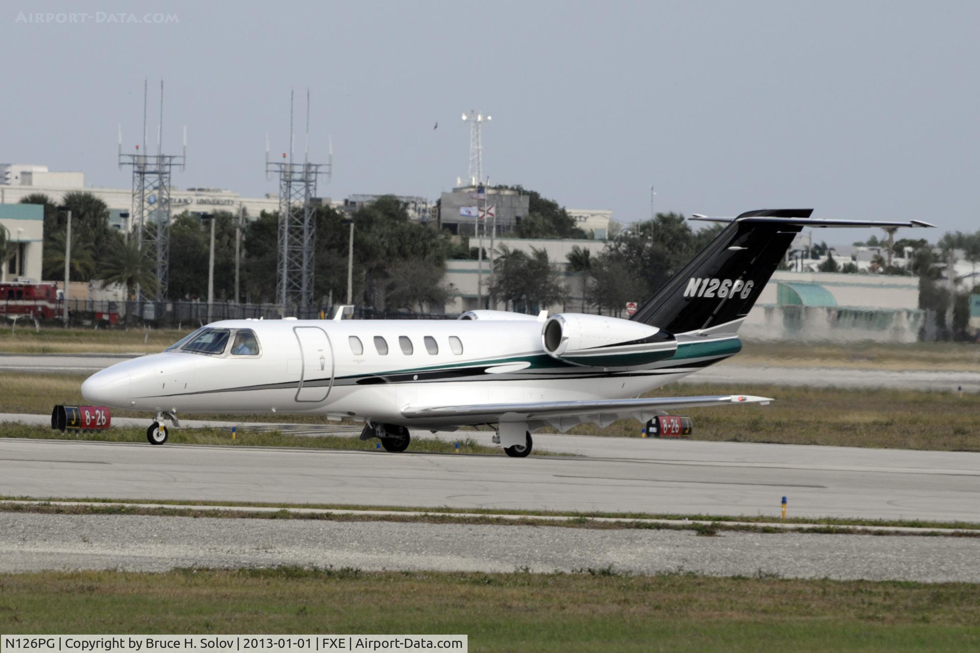 N126PG, 2011 Cessna 525C CitationJet CJ4 C/N 525C-0048, Holding short of runway 8 for takeoff