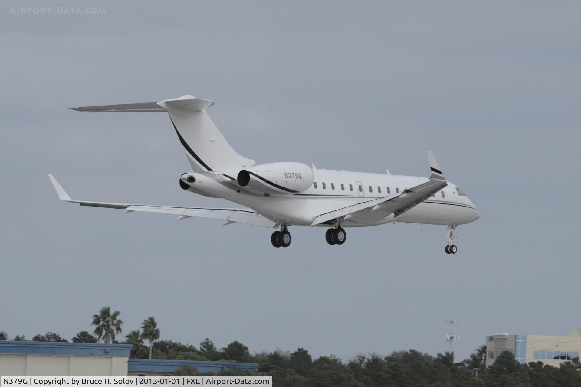 N379G, 2006 Bombardier BD-700-1A10 Global Express XRS C/N 9199, About to touchdown on runway 8 at FXE