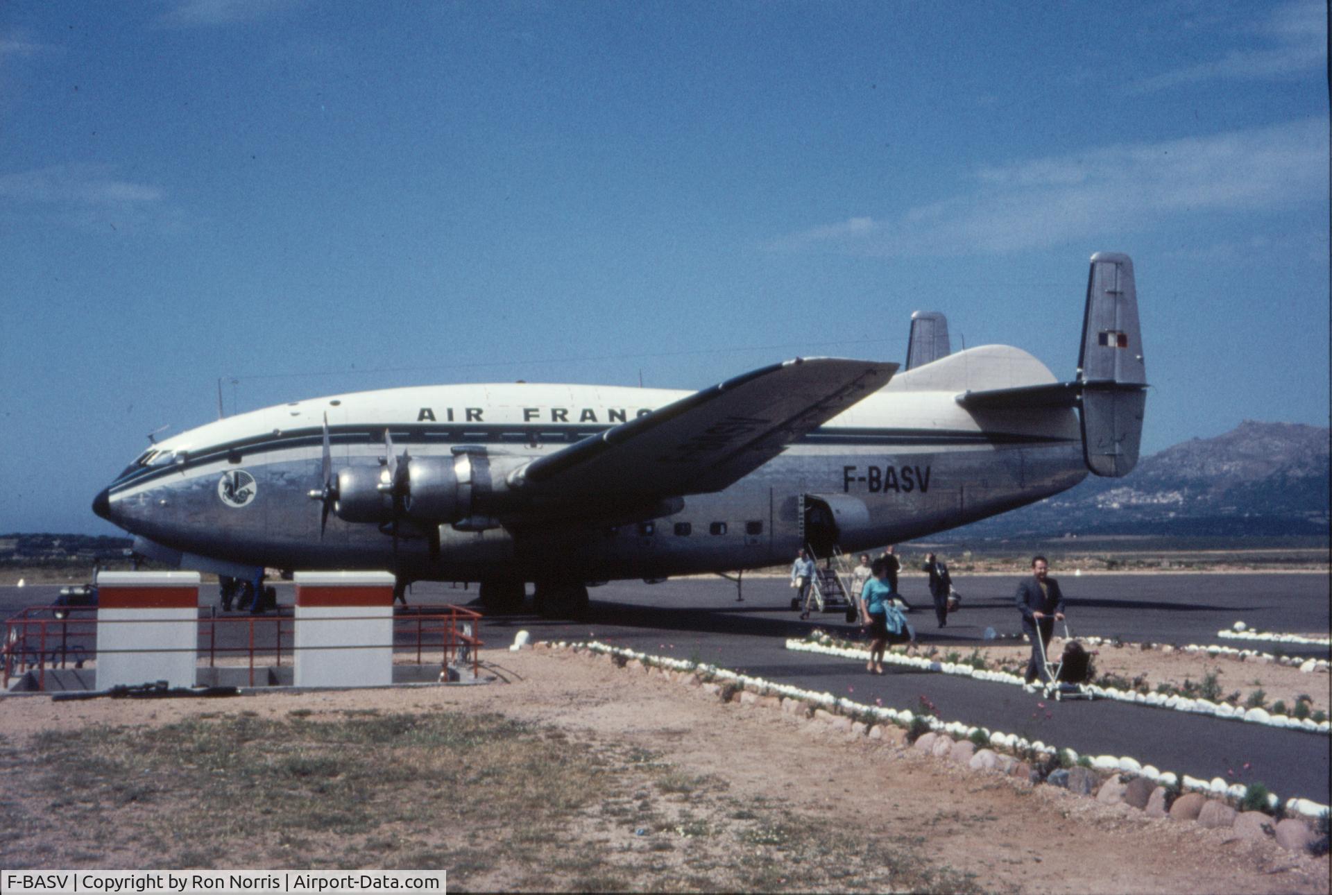F-BASV, 1950 Breguet 763 Provence C/N 9, Calvi airport Corsica after flight from Nice France 1968