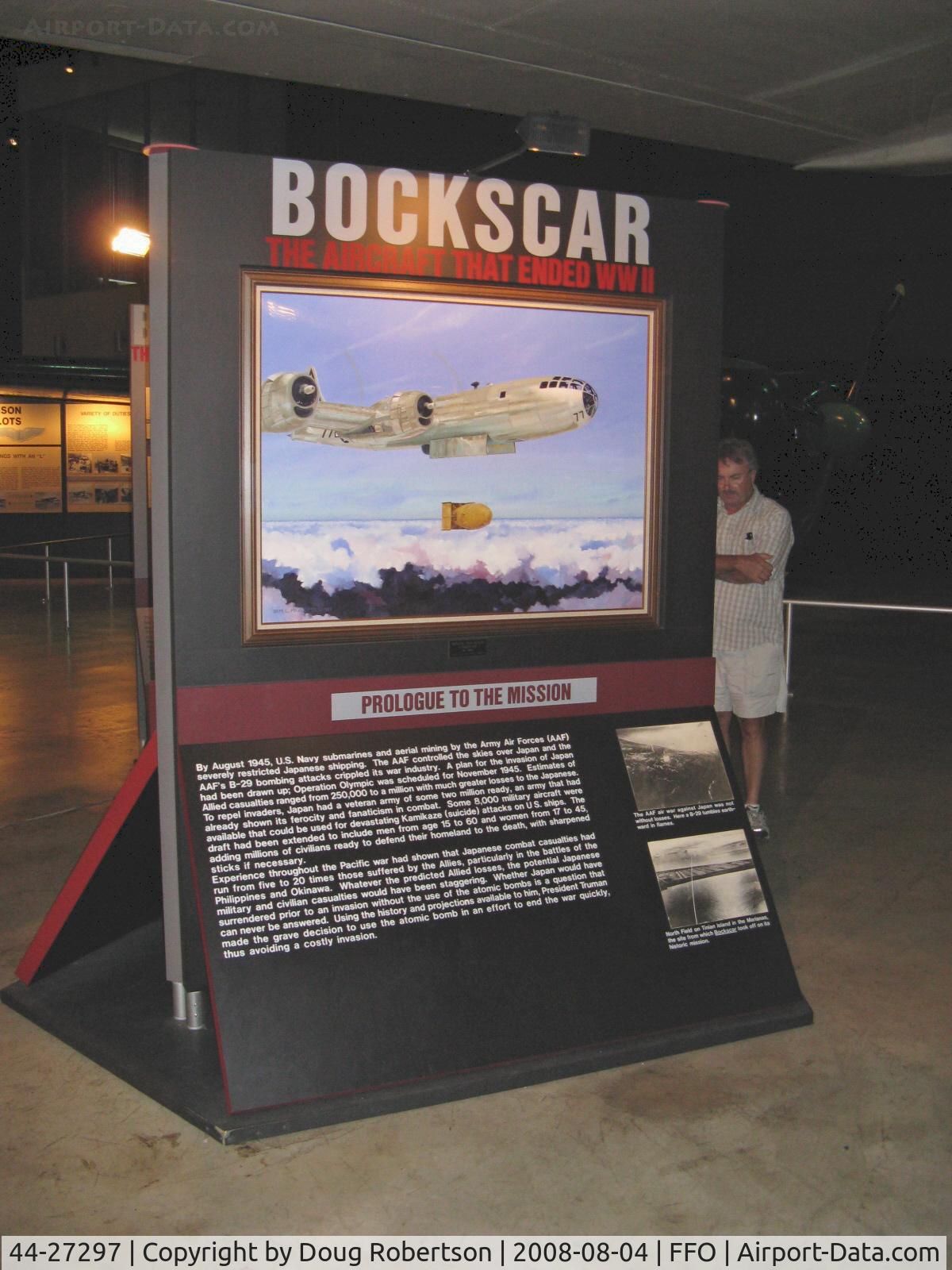 44-27297, 1944 Boeing B-29 Superfortress C/N 3615, Boeing B-29 'BOCKSCAR' dropped atomic bomb on Nagasaki ending WWII in Japan. data.