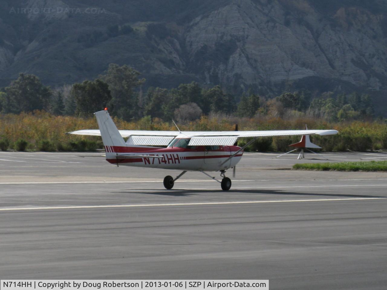 N714HH, 1977 Cessna 150M C/N 15079185, 1977 Cessna 150M, Continental O-200 100 Hp, landing roll Rwy 22