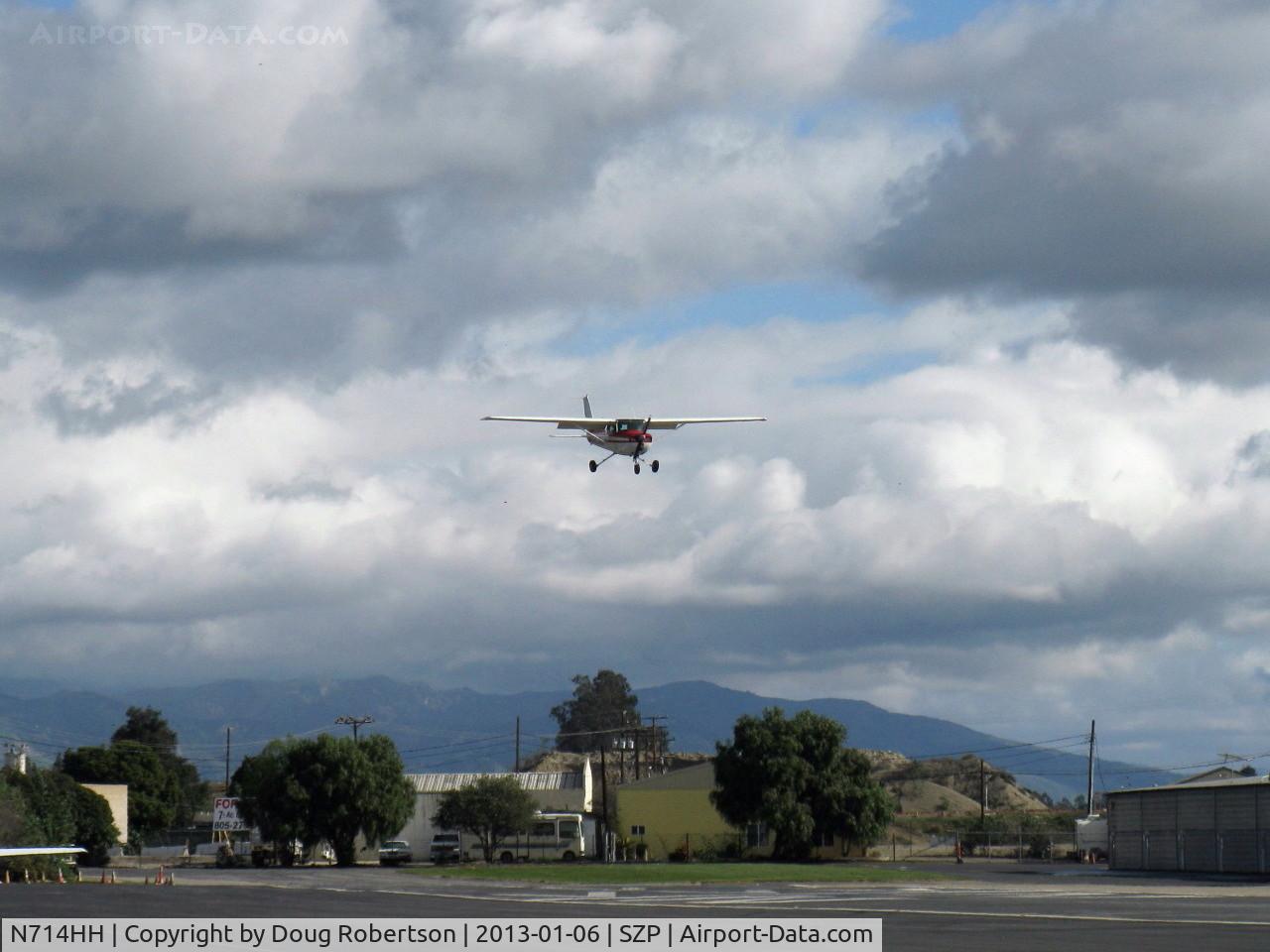 N714HH, 1977 Cessna 150M C/N 15079185, 1977 Cessna 150M, Lycoming O-200 100 Hp, on final Rwy 22