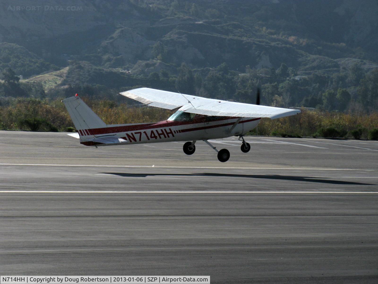 N714HH, 1977 Cessna 150M C/N 15079185, 1977 Cessna 150M, Continental O-200 100 Hp, takeoff climb Rwy 22