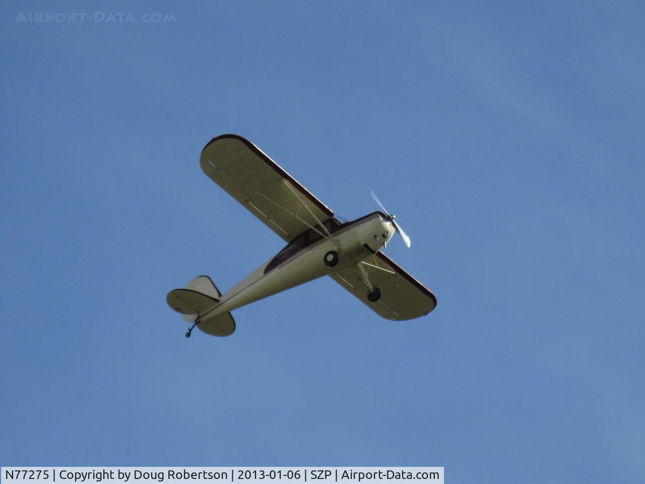N77275, 1946 Cessna 140 C/N 11488, 1946 Cessna 140, Continental C85 85 Hp, takeoff climb Rwy 22 for CMA