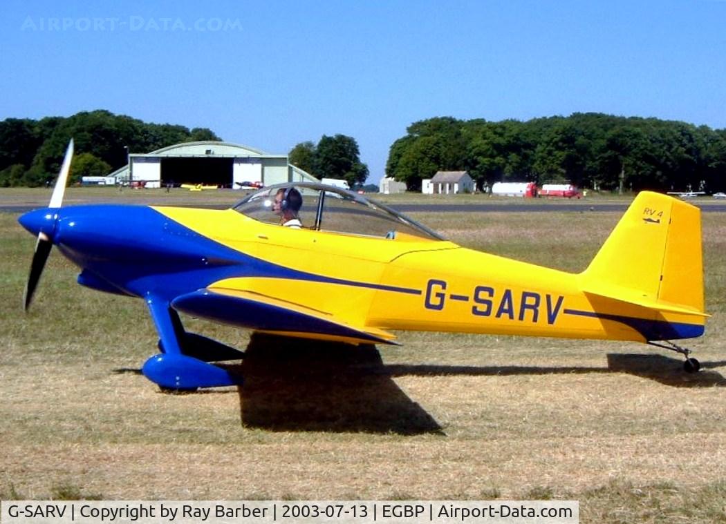 G-SARV, 2002 Vans RV-4 C/N PFA 181-12606, Van's RV-4 [PFA 181-12606] Kemble~G 13/07/2003
