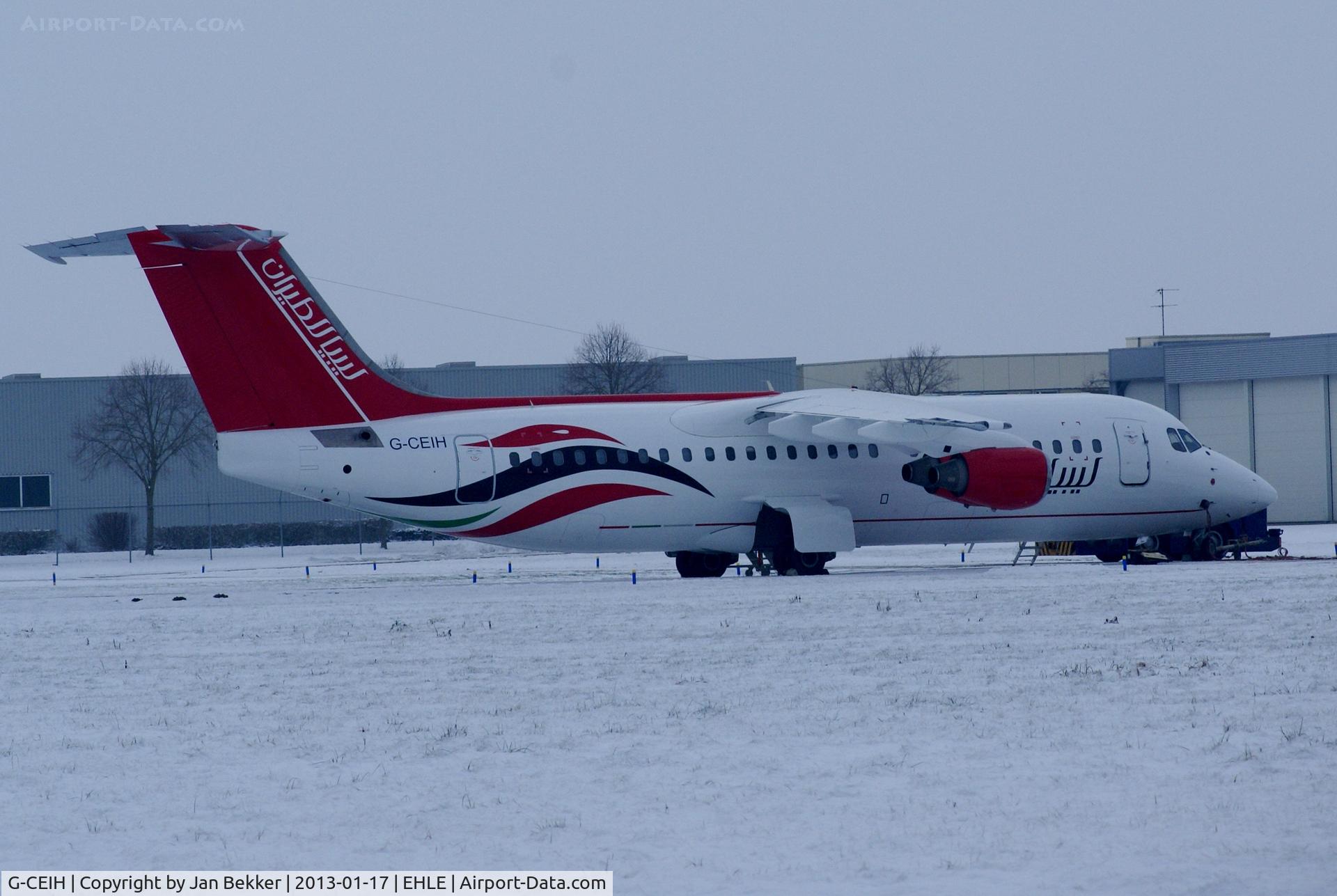 G-CEIH, 1993 British Aerospace Avro 146-RJ100 C/N E3232, Just got a new livery by QAPS. Now in the colours of Air Lybia. Probably also the registration will change.