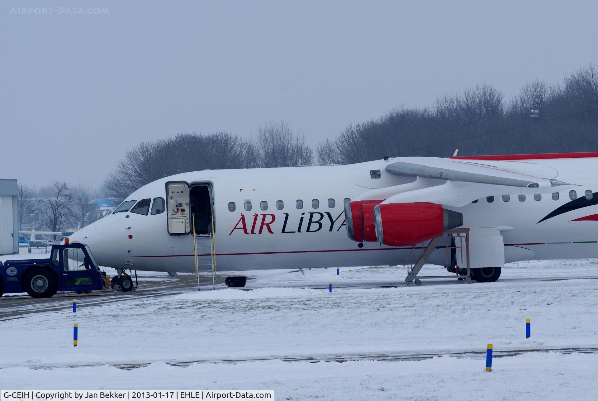 G-CEIH, 1993 British Aerospace Avro 146-RJ100 C/N E3232, Just got a new livery by QAPS Lelystad. Now in the colors of Air Lybia. Probably also the registration will change.