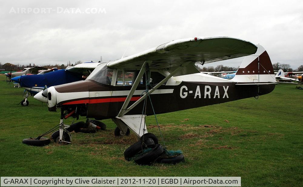 G-ARAX, 1956 Piper PA-22-150 Caribbean C/N 22-3830, Ex: N4523A > G-ARAX - Originally owned to, W.S.Shackleton Ltd in April 1960 and currently in private hands since January 2005. De-registered and cancelled by the CAA January 2013.