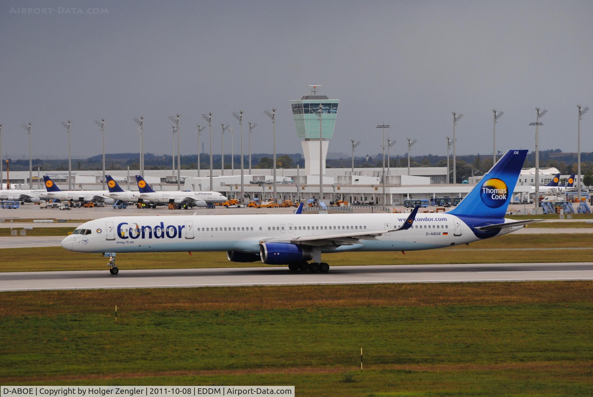 D-ABOE, 1999 Boeing 757-330 C/N 29012, Fullthrottle for take-off and direction west.....