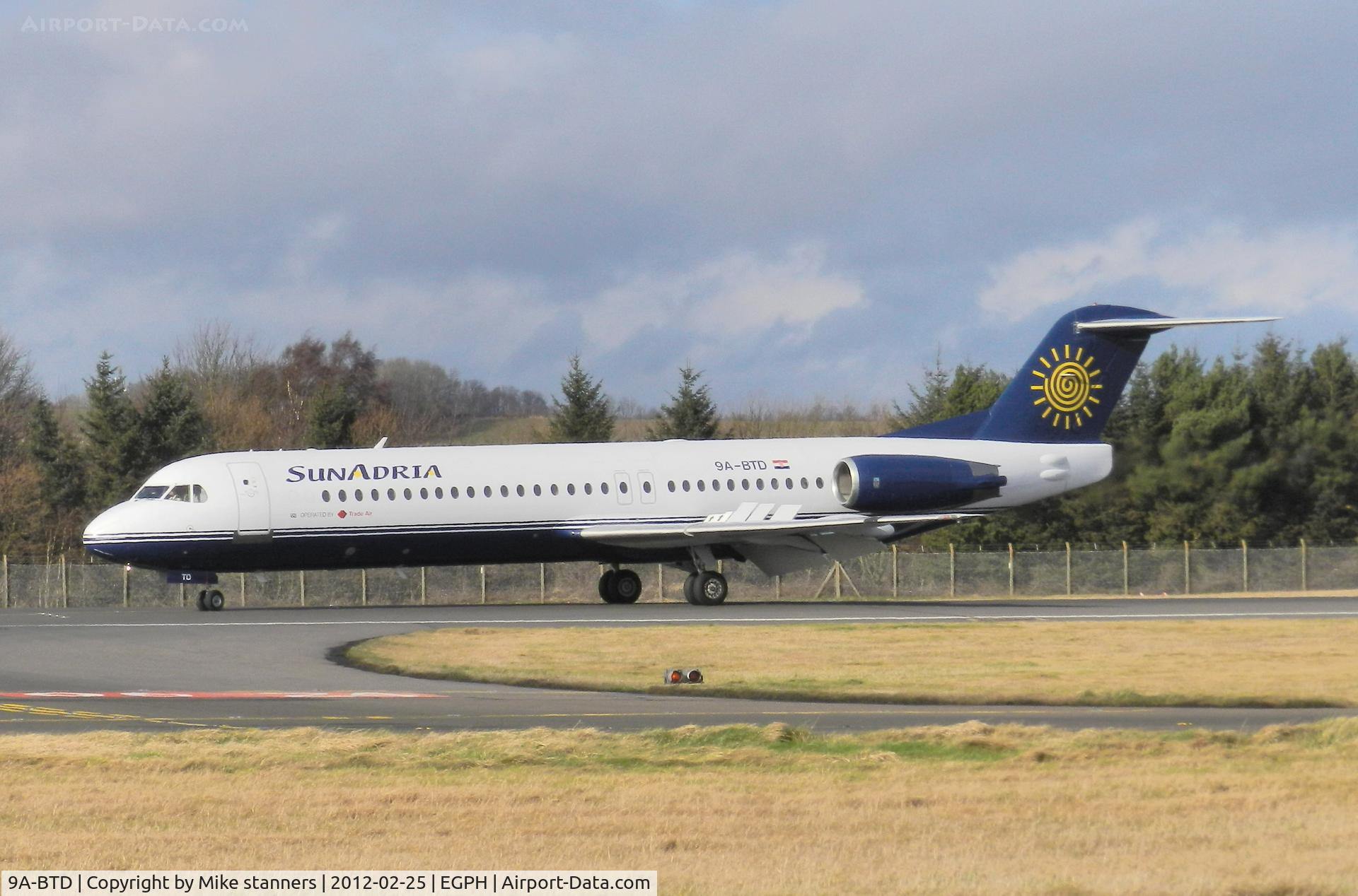 9A-BTD, 1992 Fokker 100 (F-28-0100) C/N 11407, Sun Adria Fokker 100 lands on runway 24
