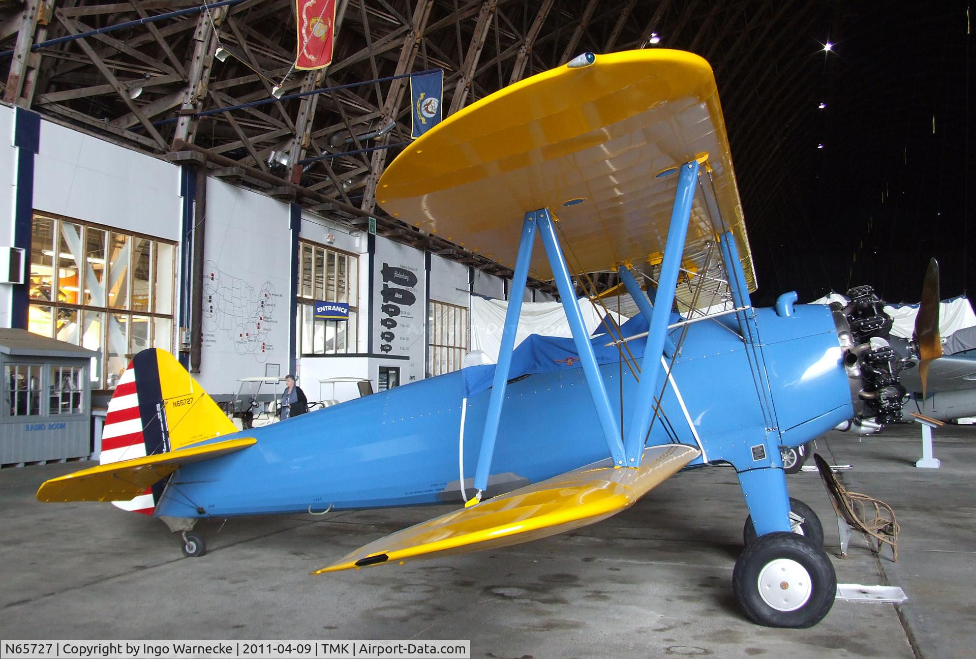 N65727, 1942 Boeing A75N1(PT17) C/N 75-4405, Boeing (Stearman) A75N1 (PT-17) at the Tillamook Air Museum, Tillamook OR