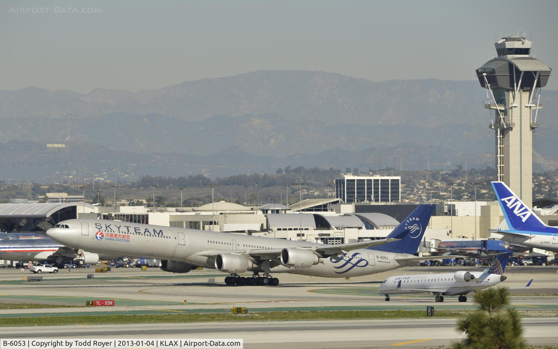 B-6053, 2004 Airbus A340-642 C/N 577, Departing LAX