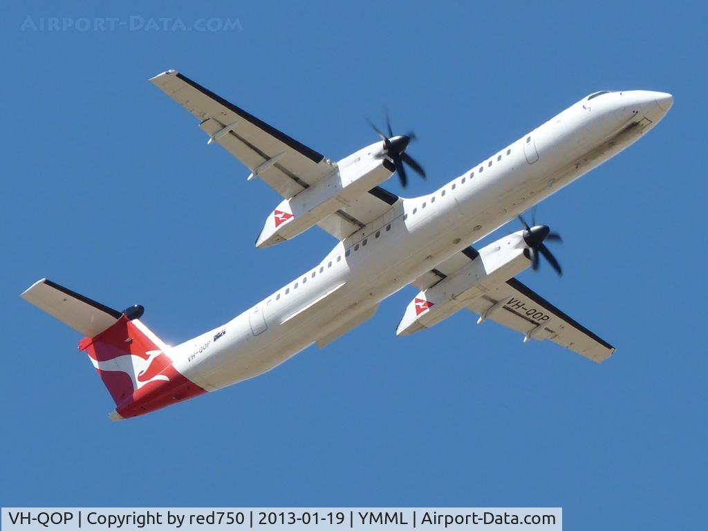 VH-QOP, 2009 De Havilland Canada DHC-8-402Q Dash 8 C/N 4238, VH-QOP departing Rwy 16, YMML