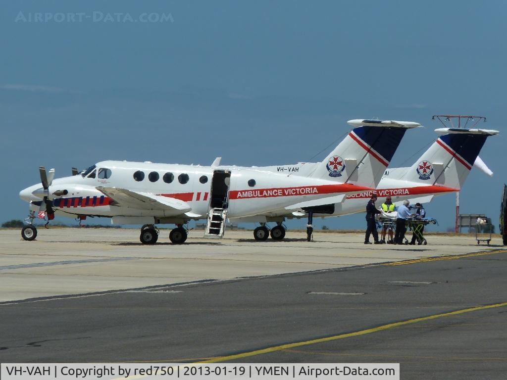 VH-VAH, Hawker Beechcraft B200C King Air C/N BL-156, Air Ambulance VH-VAH at the Essendon base, with VH-VAI behind,