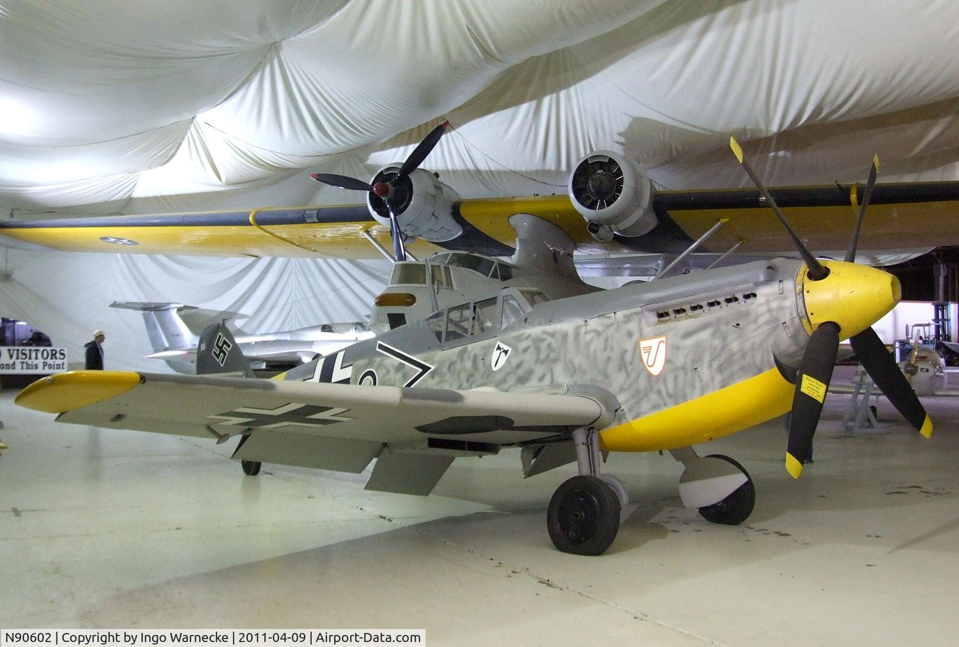 N90602, Messerschmitt Bf-109 C/N 193, Hispano Aviacion HA-1112 M1L Buchon (spanish Bf 109 with R-R Merlin engine) at the Tillamook Air Museum, Tillamook OR