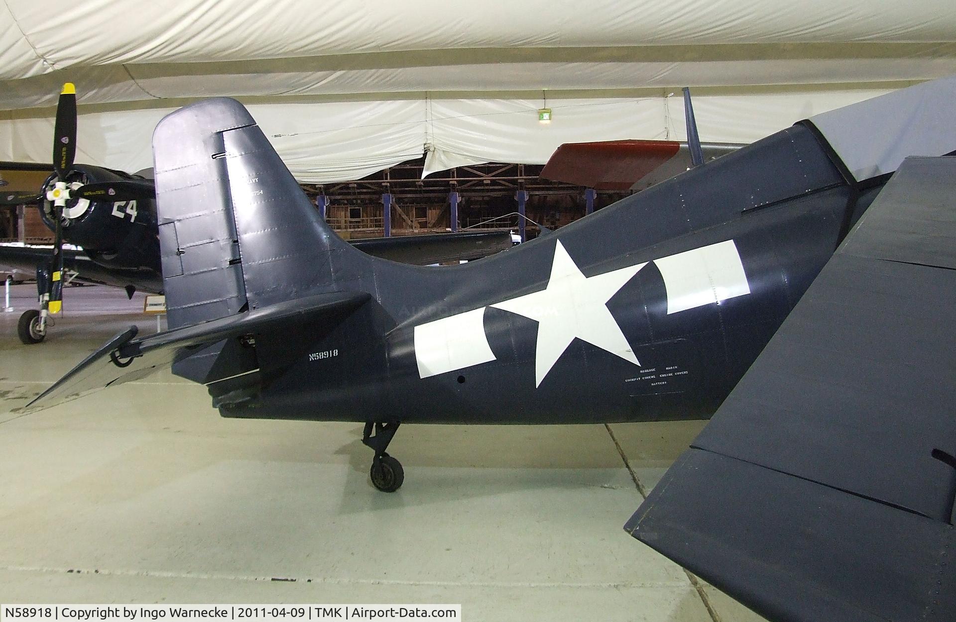 N58918, 1945 General Motors (Grumman) FM-2 Wildcat C/N 5812, Grumman (General Motors) FM-2 (F4F) Wildcat at the Tillamook Air Museum, Tillamook OR