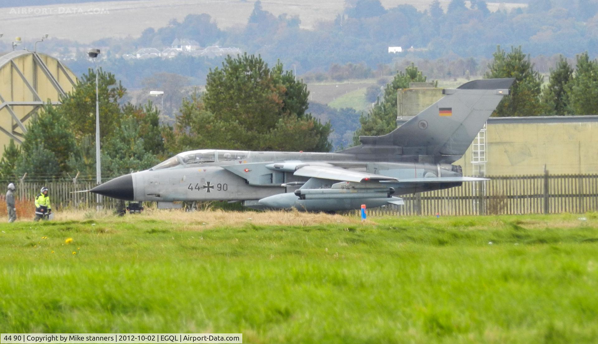 44 90, Panavia Tornado IDS C/N 481/GS143/4190, preflight checks done an AG-51 Tornado IDS Proceeds to the runway for an afternoon joint warrior sortie loaded with  2x 330gal tanks,1x BOZ-101 chaff/flare pod,1xCerebrus III ECM pod
1x AIM-9L Sidewinder (AR),1x IRIS-T AAM's