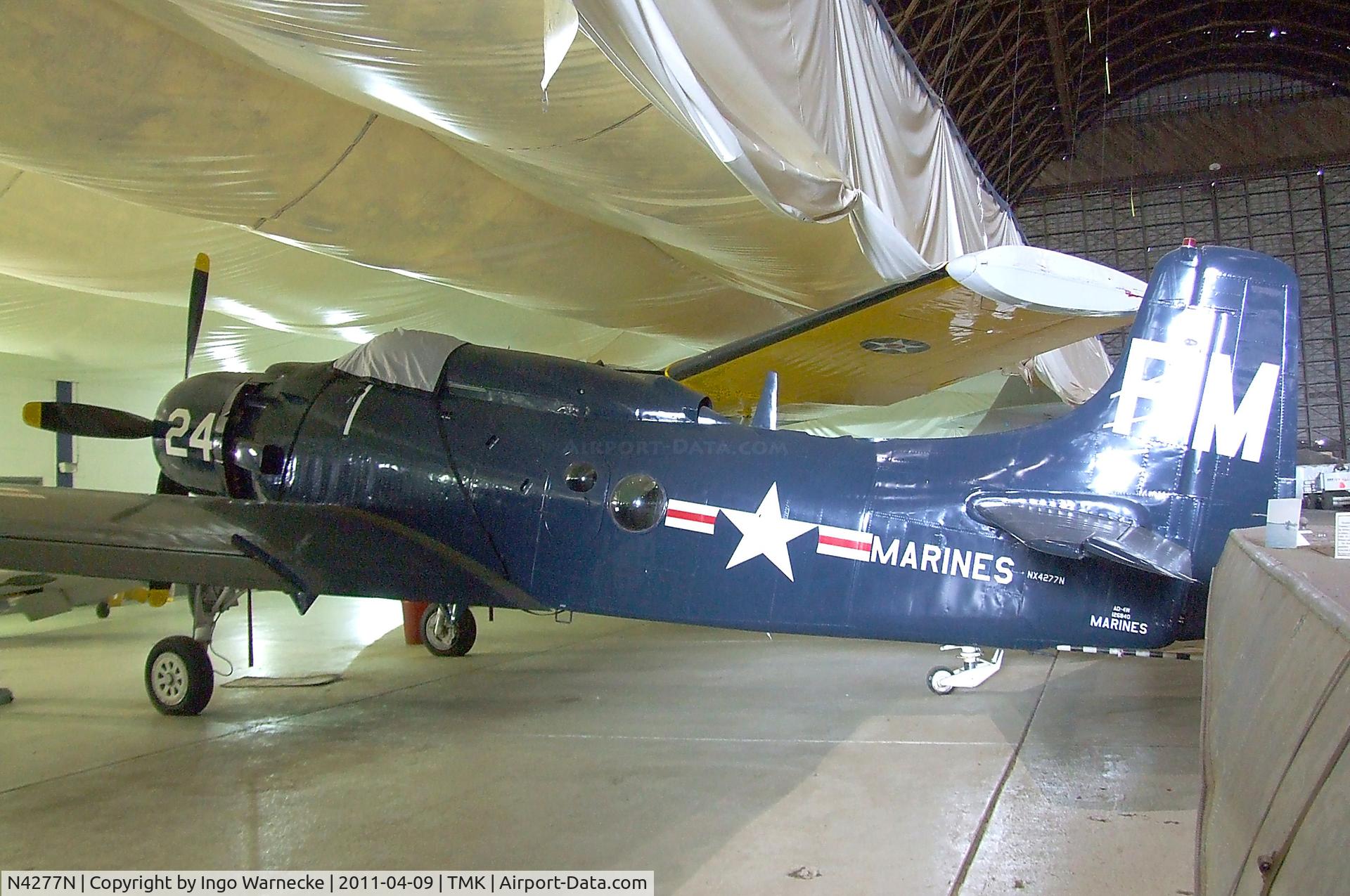 N4277N, 1952 Douglas AD-4W Skyraider C/N 7850, Douglas AD-4W Skyraider at the Tillamook Air Museum, Tillamook OR