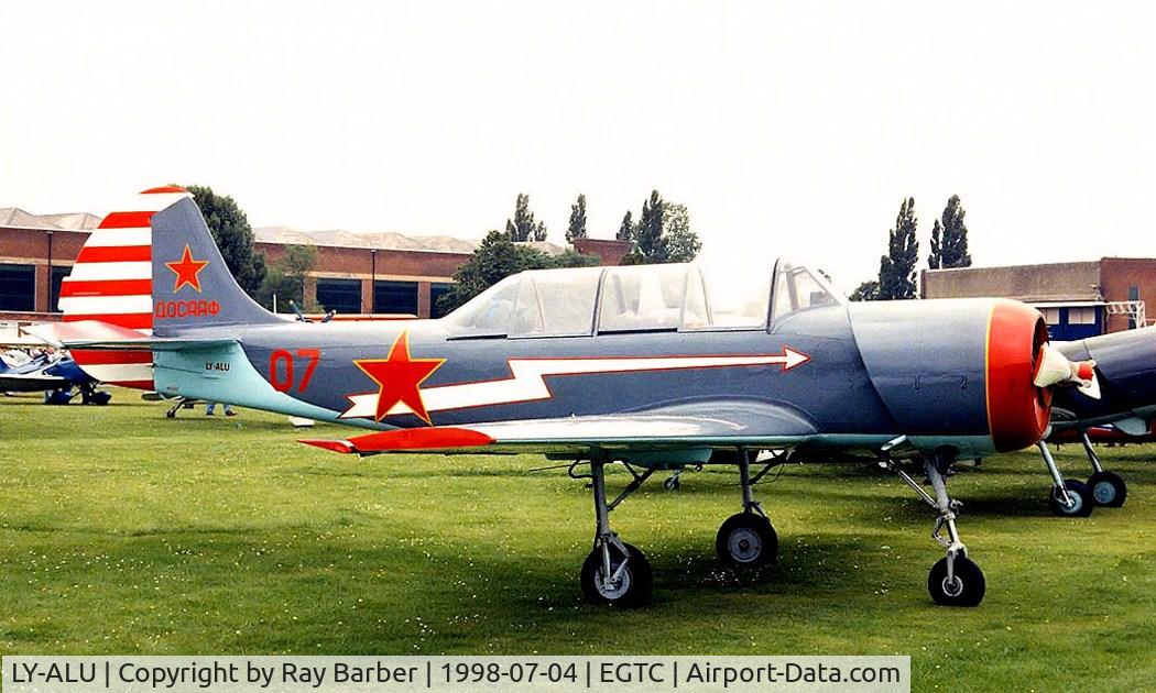 LY-ALU, 1990 Bacau Yak-52 C/N 9011107, Yakovlev Yak-52 [9011107] Cranfield~G 04/07/1998