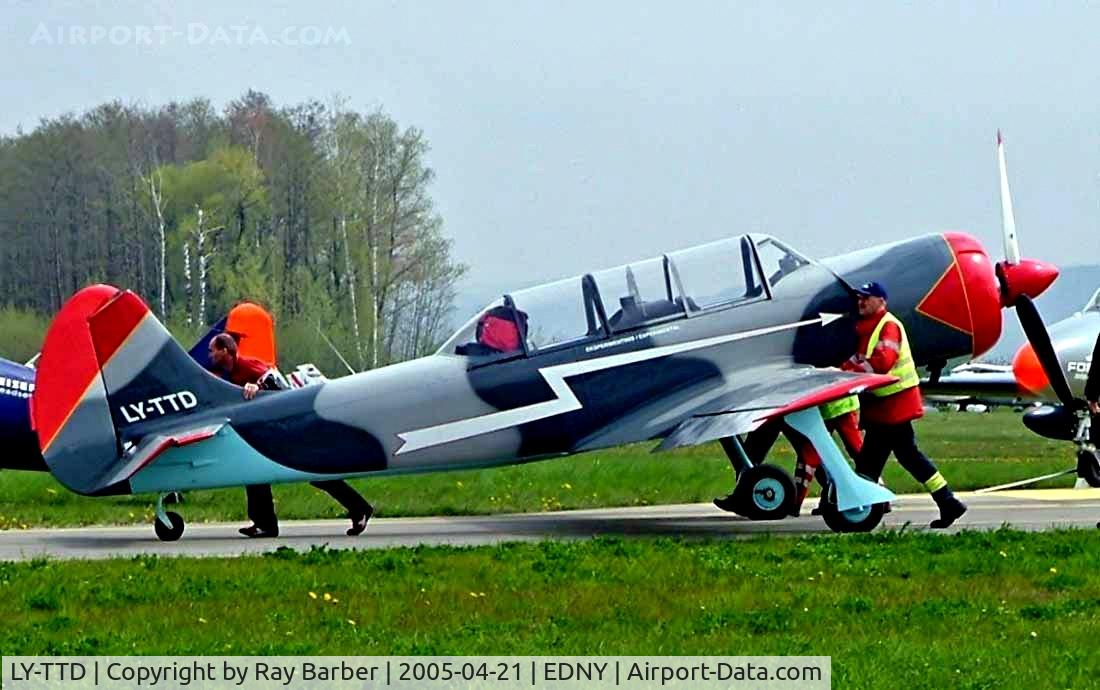 LY-TTD, Yakovlev (Aerostar) Yak-52TD C/N 888907, Yakovlev Yak-52TD [888907] Friedrichshafen~D 21/04/2005