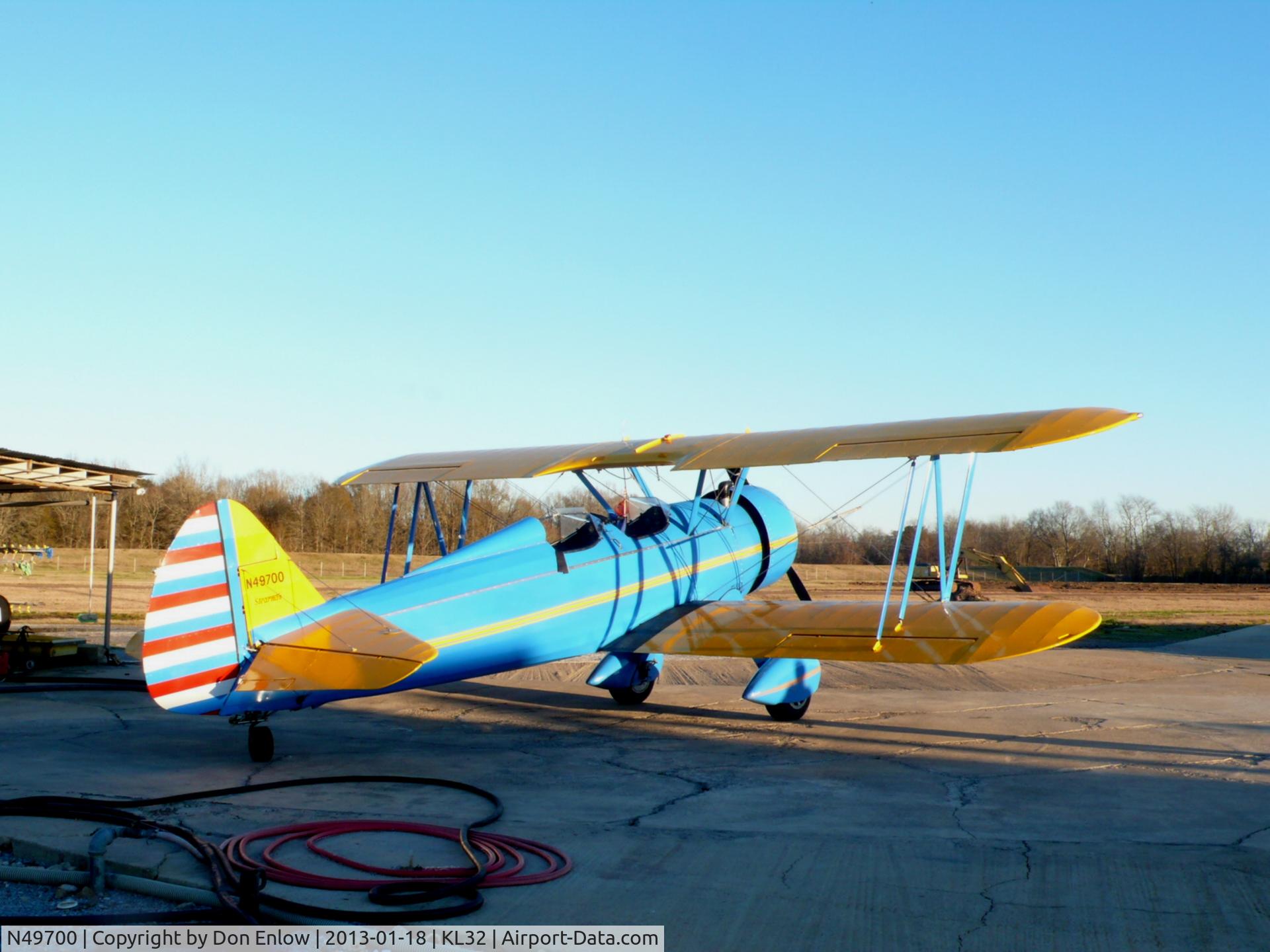 N49700, 1941 Boeing A75L3 C/N 75-1805, On it's arrival to new home in Jonesville, La Jan 18, 2013