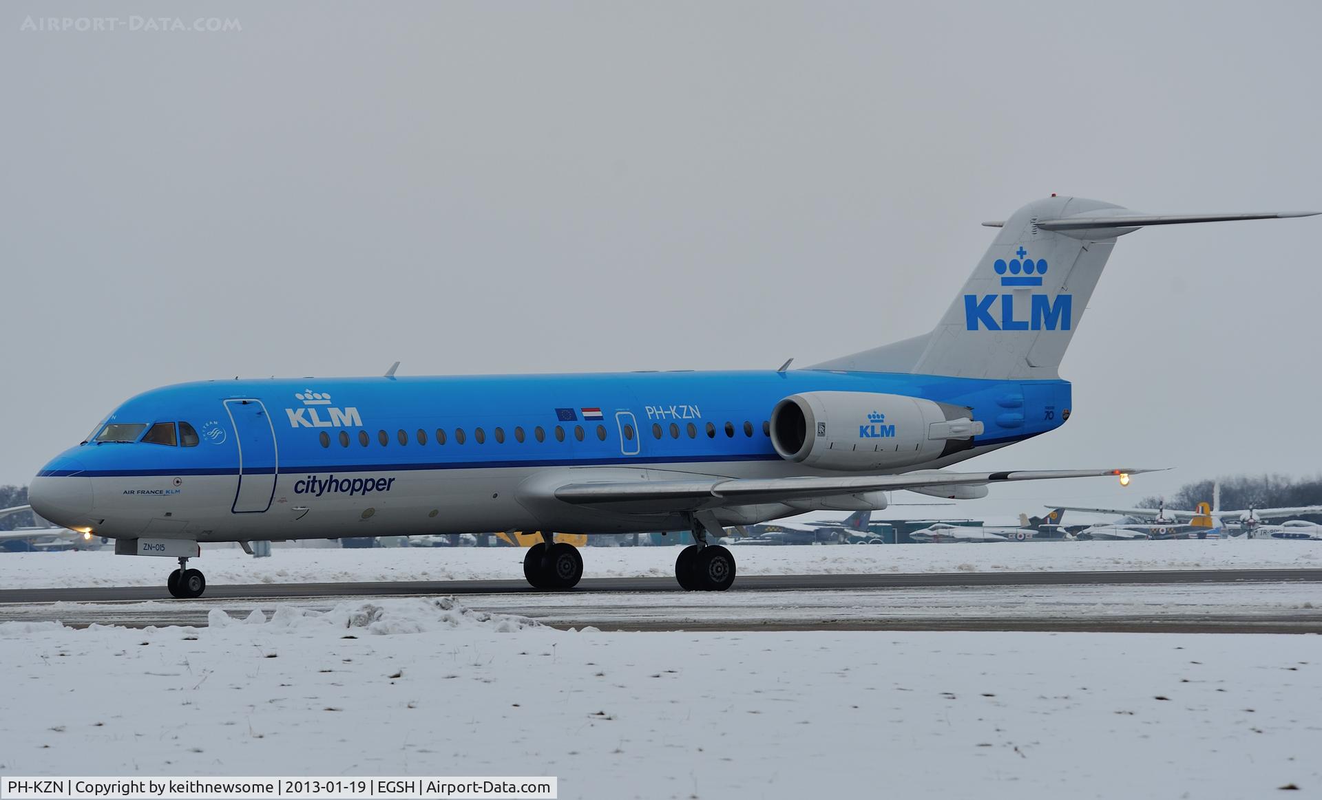 PH-KZN, 1995 Fokker 70 (F-28-0070) C/N 11553, Leaving following maintenance with KLM eng.