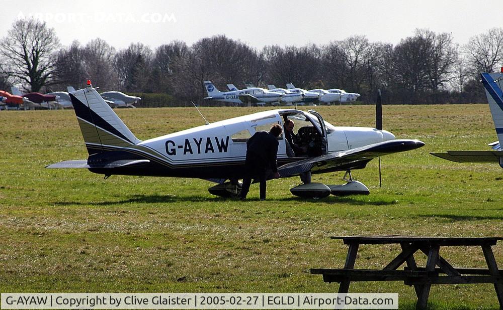 G-AYAW, 1970 Piper PA-28-180 Cherokee C/N 28-5805, Originally owned to, College of Air Training (Properties) Ltd in April 1970 and currently with and a trustee of, GAYAW Flying Group since September 2003.