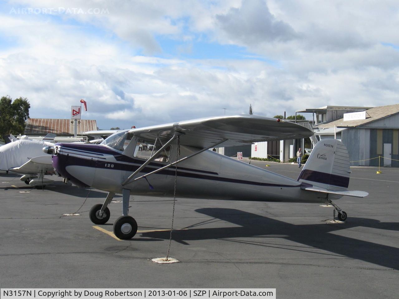 N3157N, 1947 Cessna 120 C/N 13415, 1947 Cessna 120, Continental C85 85 Hp, at transient tiedown ramp